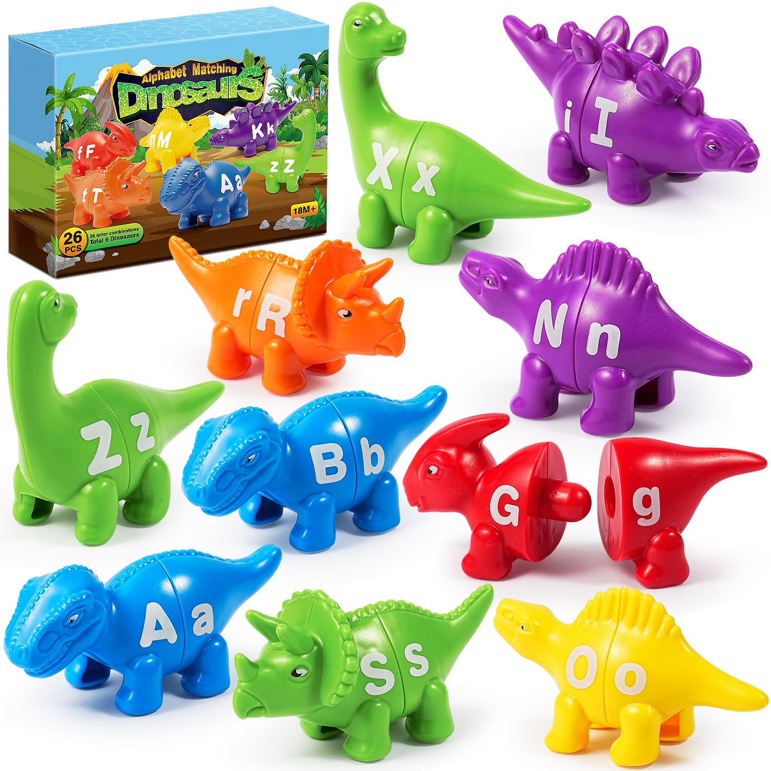 Juguete De Dinosaurio Cpsyub, 52 Unidades, Letras Del Alfabeto A Juego - Venta Internacional.