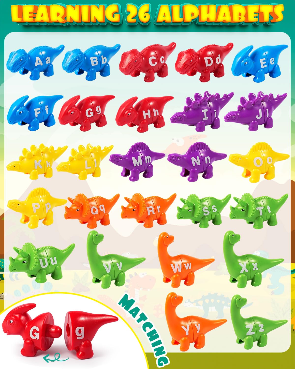 Foto 3 pulgar | Juguete De Dinosaurio Cpsyub, 52 Unidades, Letras Del Alfabeto A Juego - Venta Internacional.