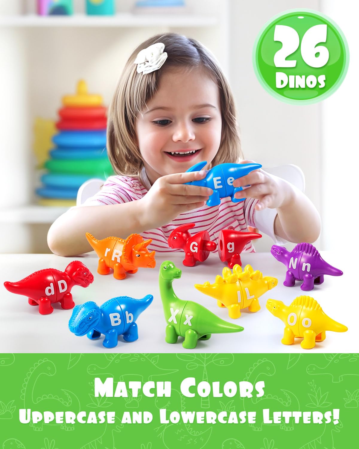 Foto 5 pulgar | Juguete De Dinosaurio Cpsyub, 52 Unidades, Letras Del Alfabeto A Juego - Venta Internacional.