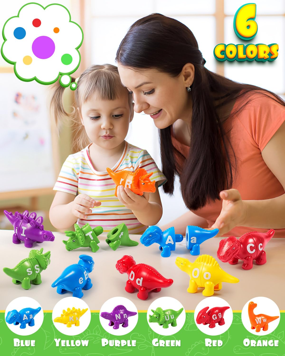 Foto 7 pulgar | Juguete De Dinosaurio Cpsyub, 52 Unidades, Letras Del Alfabeto A Juego - Venta Internacional.
