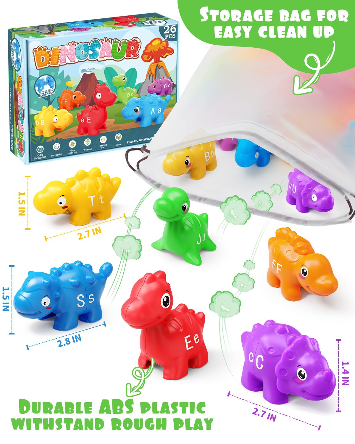 Foto 8 pulgar | Juguete De Dinosaurio Cpsyub, 52 Unidades, Letras Del Alfabeto A Juego - Venta Internacional.