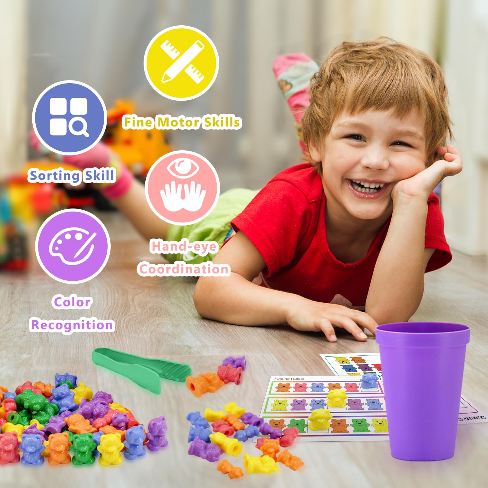 Foto 4 pulgar | Counting Bears Bmag Con Tazas Clasificadoras, 48 Osos Para Niños De 3 A 5 Años - Venta Internacional.
