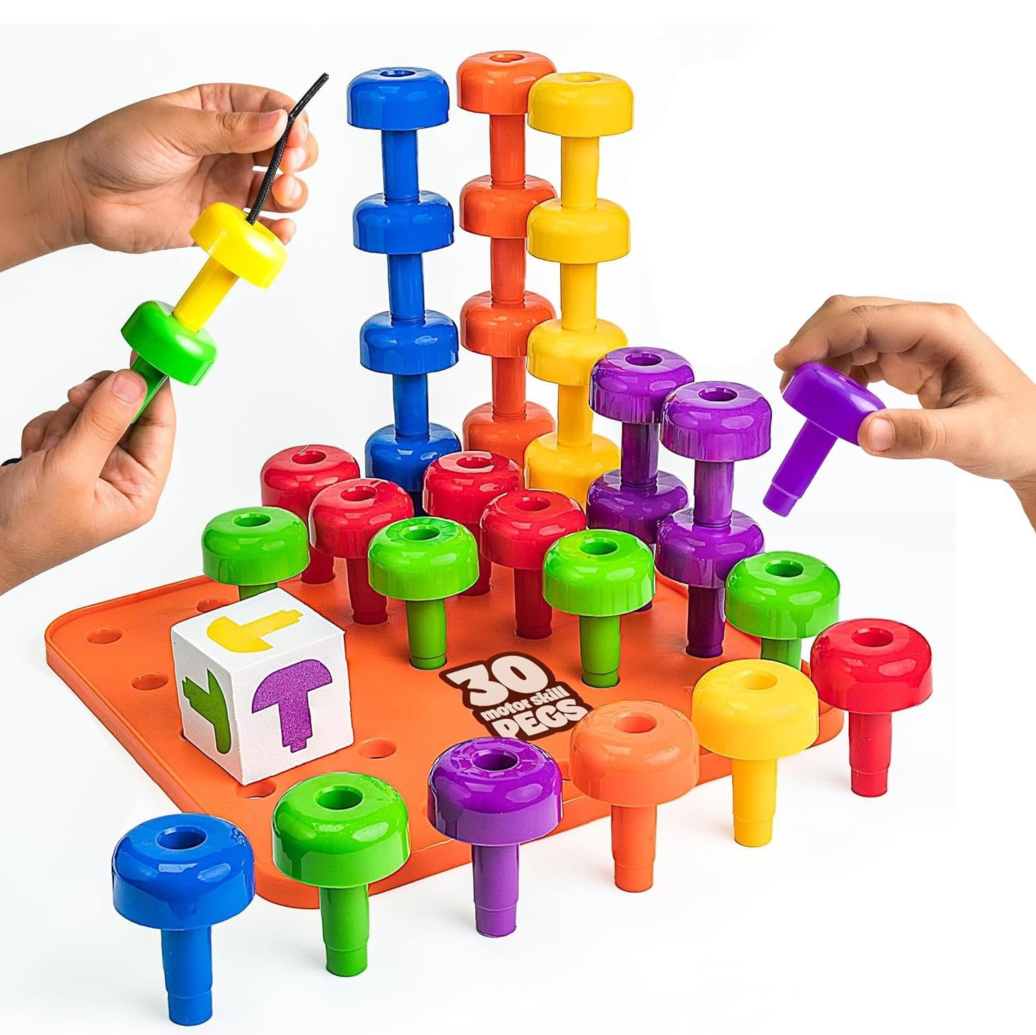 Foto 2 pulgar | Peg Board Skoolzy Toddler De 34 Piezas Con Cordón Y Bolsa De 2 A 4 Años - Venta Internacional.