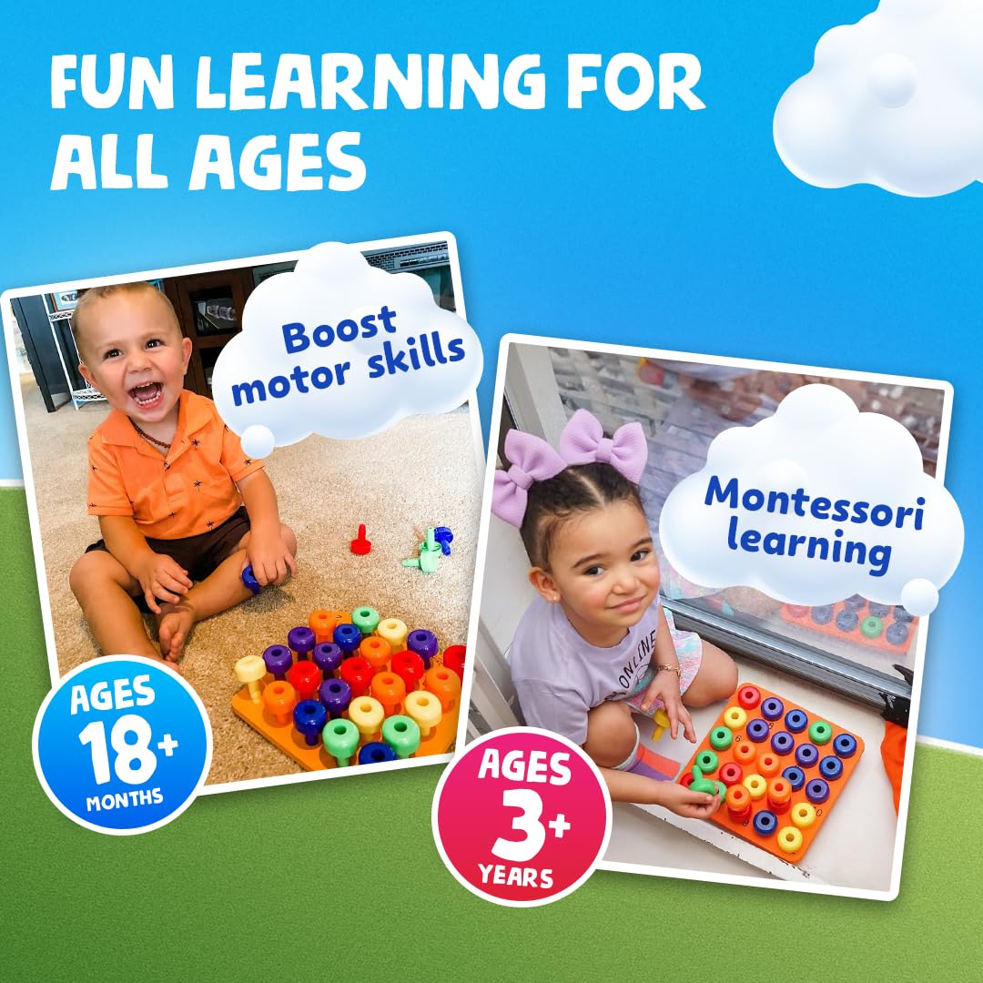 Foto 2 | Peg Board Skoolzy Toddler De 34 Piezas Con Cordón Y Bolsa De 2 A 4 Años - Venta Internacional.
