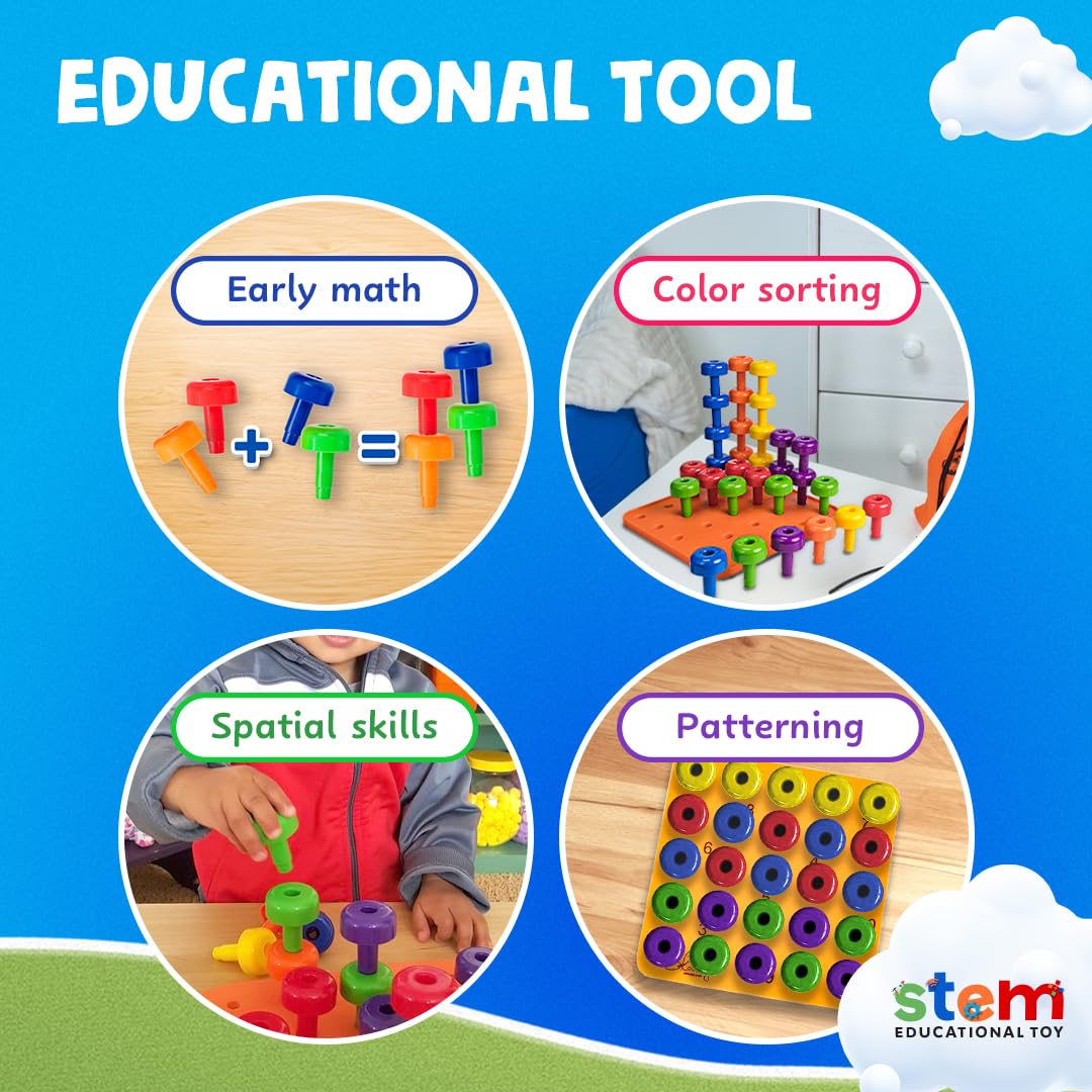 Foto 4 pulgar | Peg Board Skoolzy Toddler De 34 Piezas Con Cordón Y Bolsa De 2 A 4 Años - Venta Internacional.