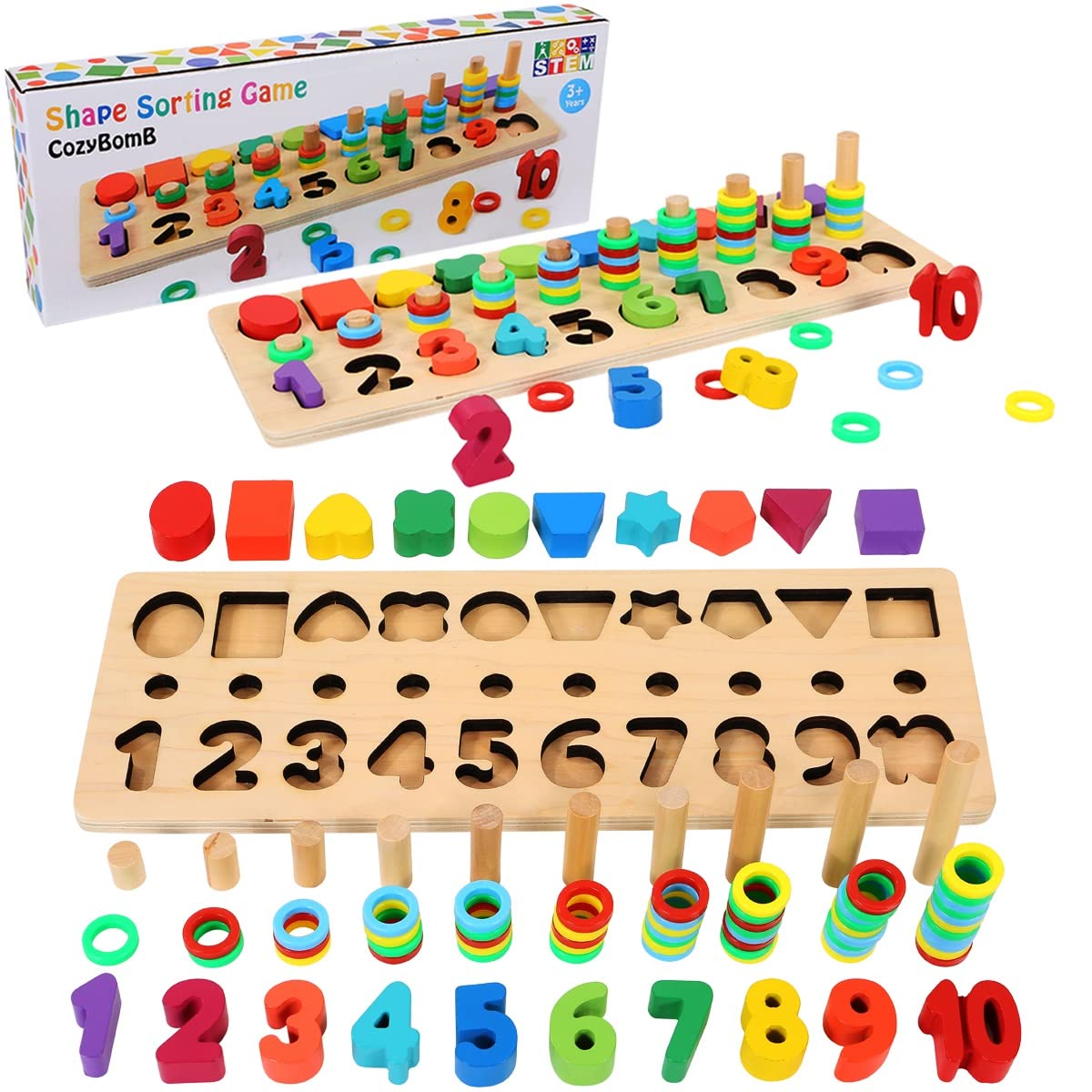 Juguete De Madera Para Clasificar Rompecabezas De Números Cozybomb Para Niños De 1 Año - Venta Internacional.