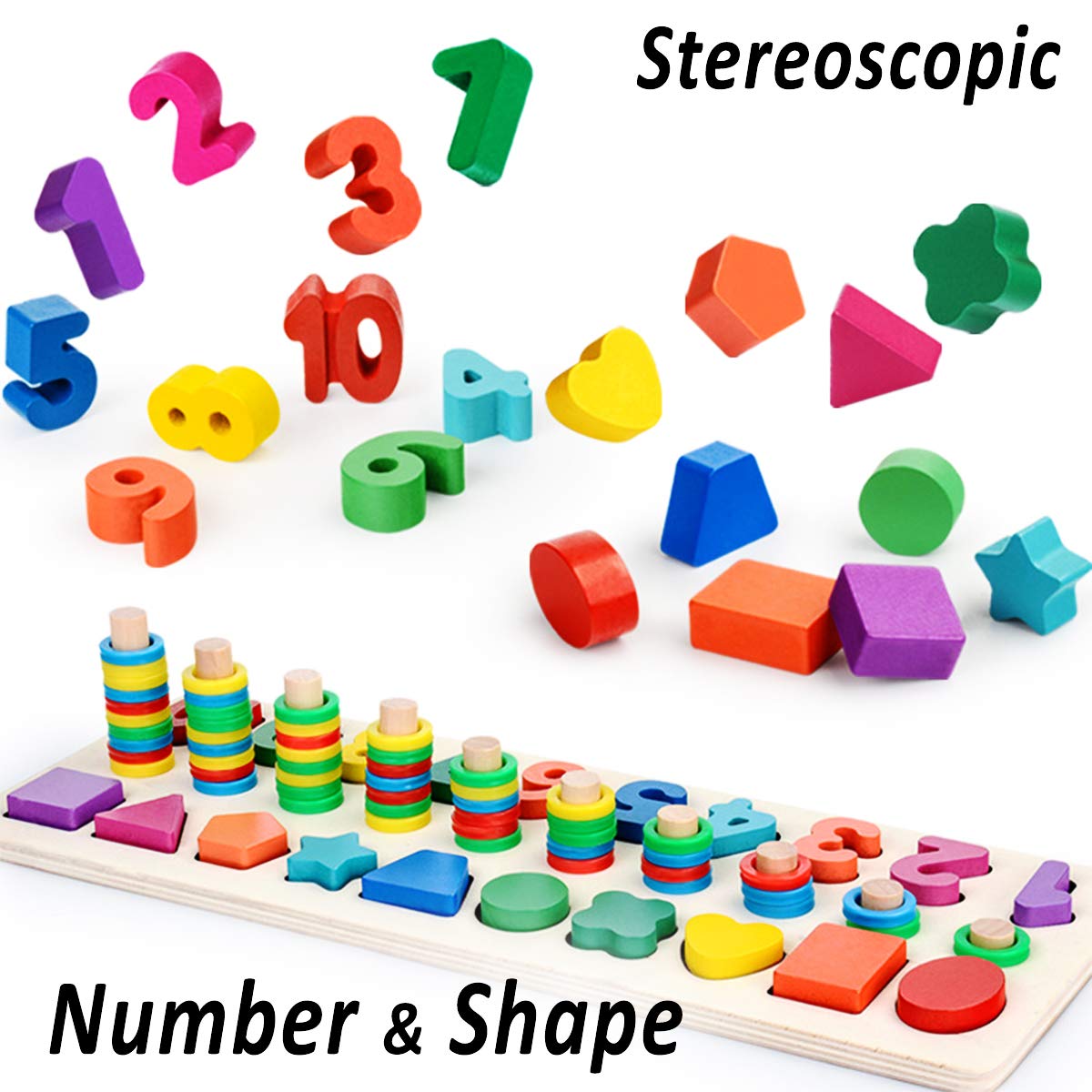 Foto 3 pulgar | Juguete De Madera Para Clasificar Rompecabezas De Números Cozybomb Para Niños De 1 Año - Venta Internacional.