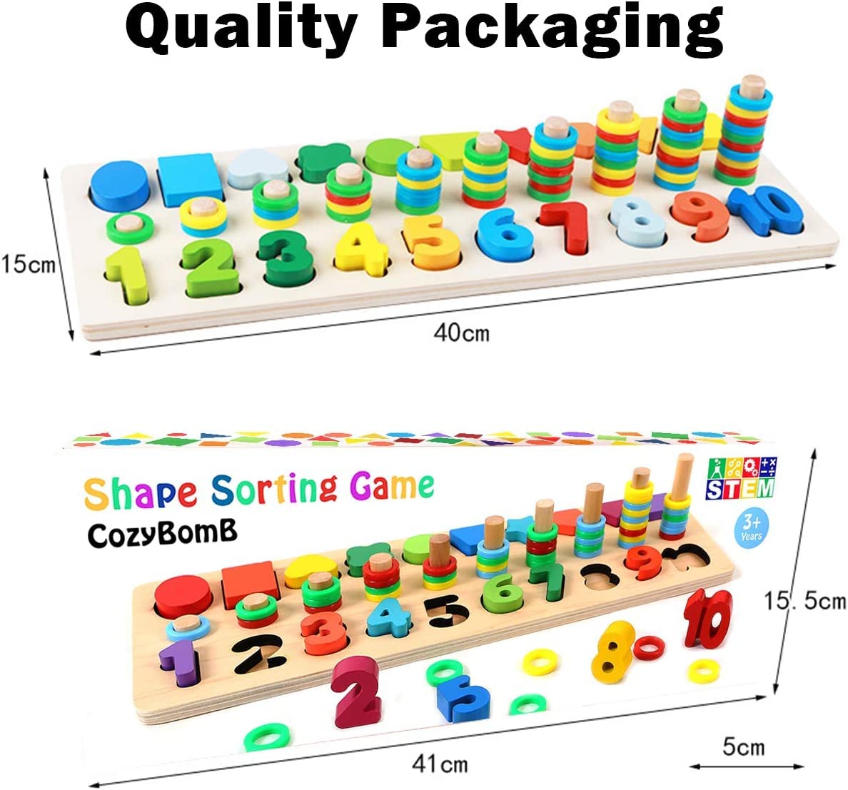 Foto 6 pulgar | Juguete De Madera Para Clasificar Rompecabezas De Números Cozybomb Para Niños De 1 Año - Venta Internacional.