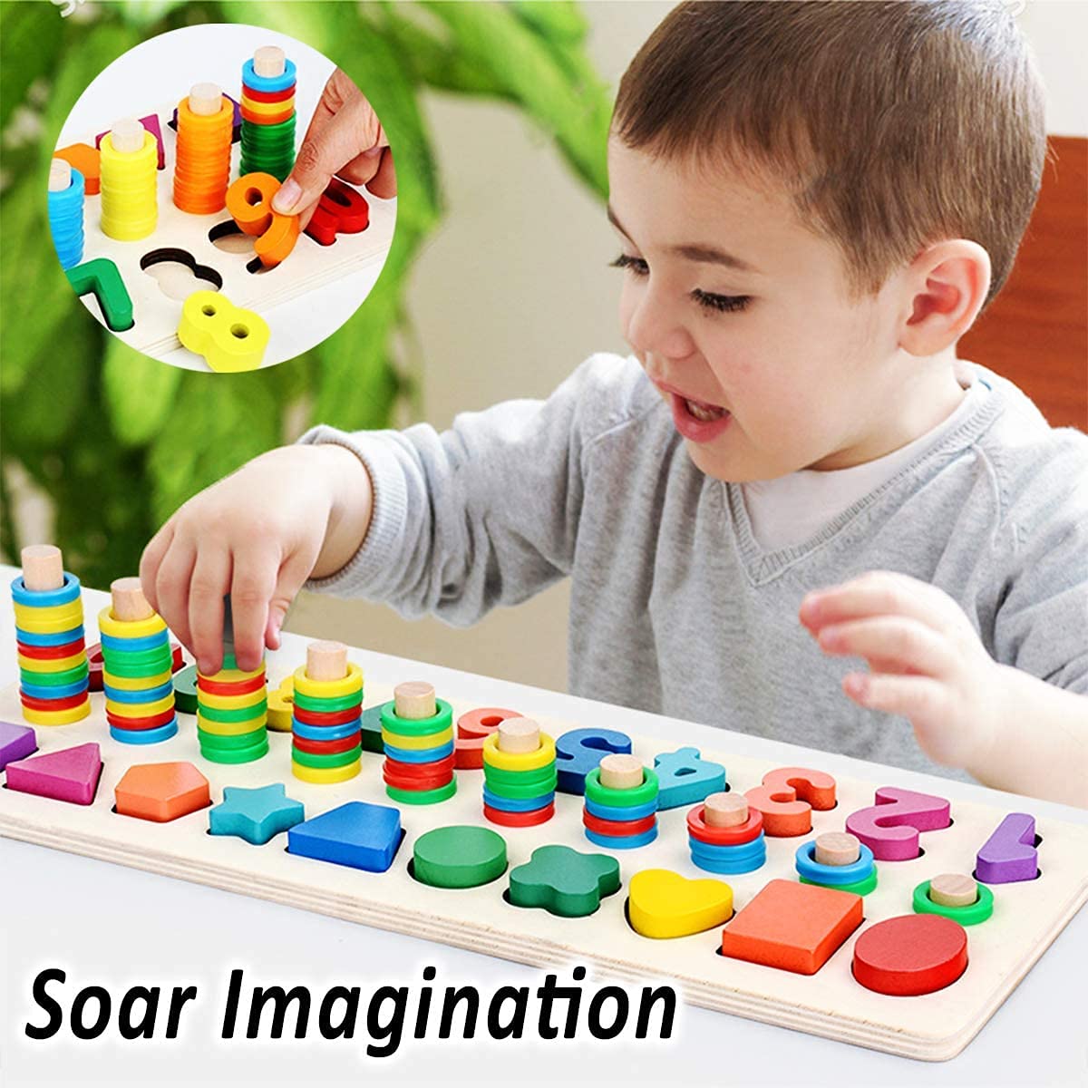 Foto 7 pulgar | Juguete De Madera Para Clasificar Rompecabezas De Números Cozybomb Para Niños De 1 Año - Venta Internacional.