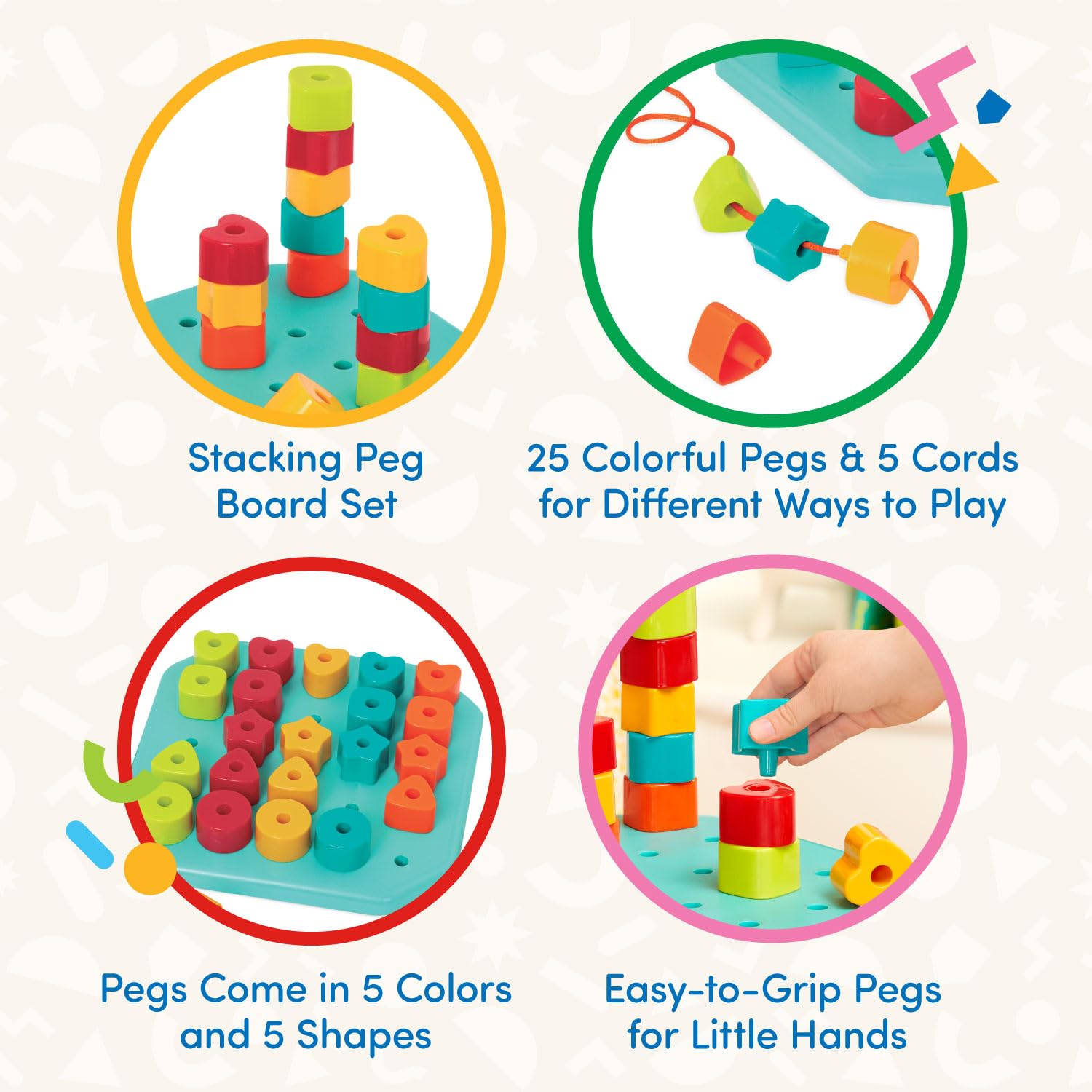 Foto 4 pulgar | Juego De Tablas De Clavijas Battat Para Niños Pequeños, 31 Piezas, A Partir De 2 Años - Venta Internacional.