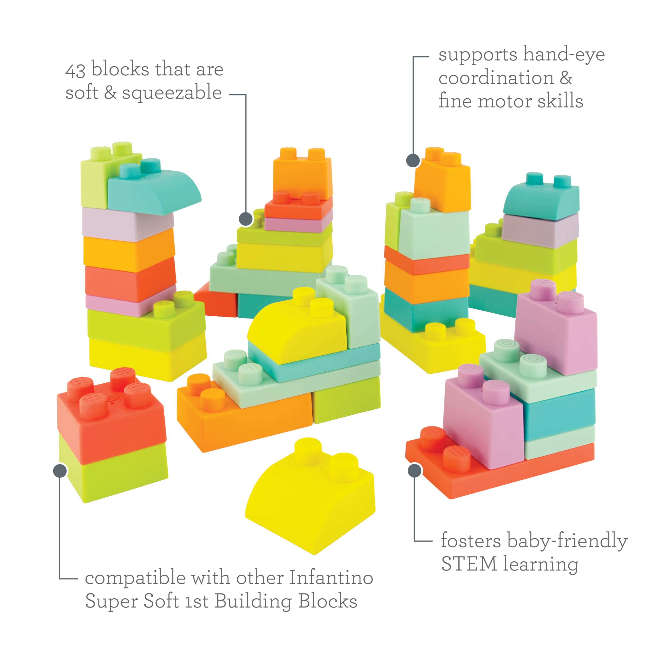 Foto 6 pulgar | Juego Building Blocks Infantino Super Soft First De 43 Piezas - Venta Internacional.