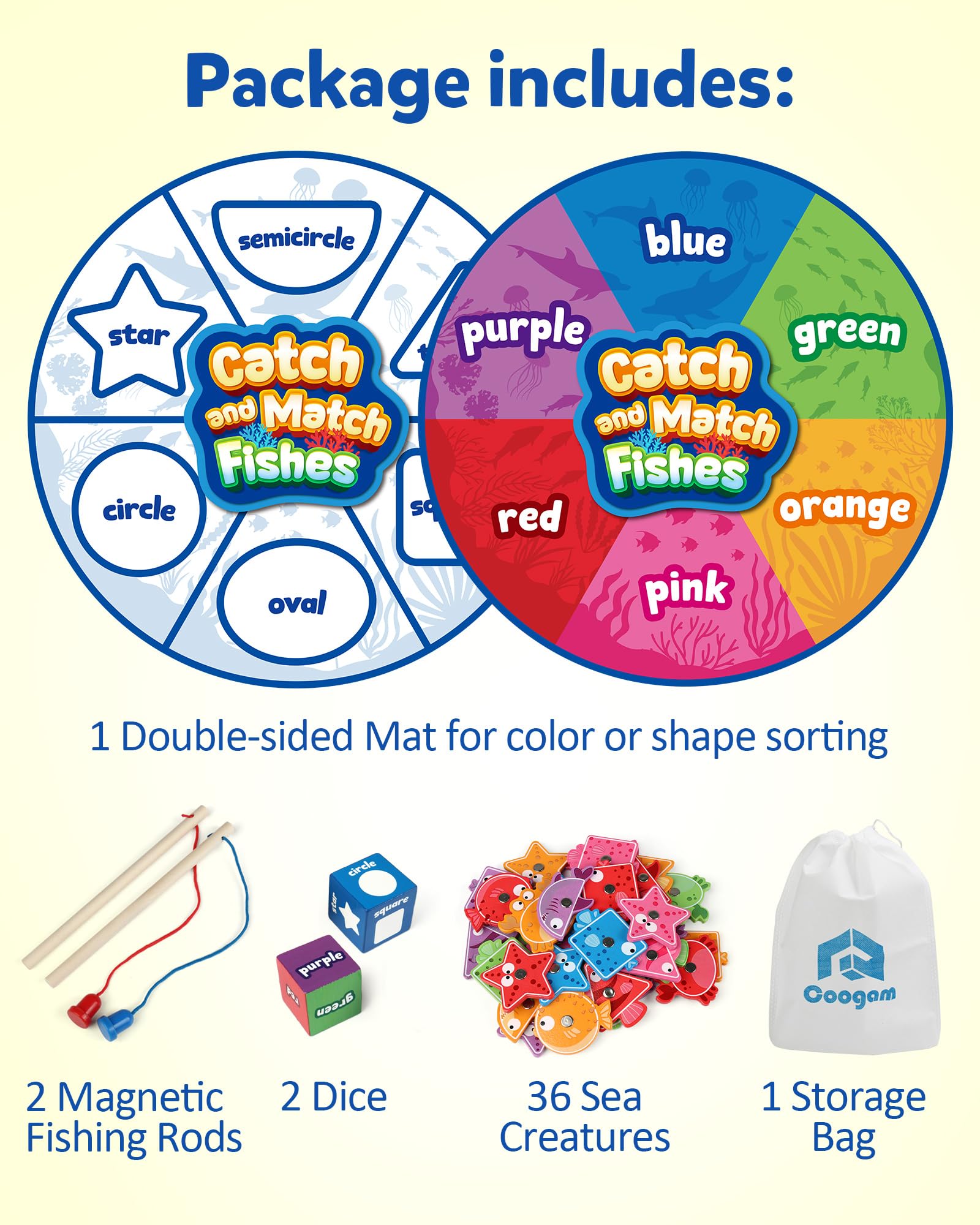 Foto 4 | Juego De Pesca Magnético Montessori Toy Coogam Con Color Y Forma - Venta Internacional.