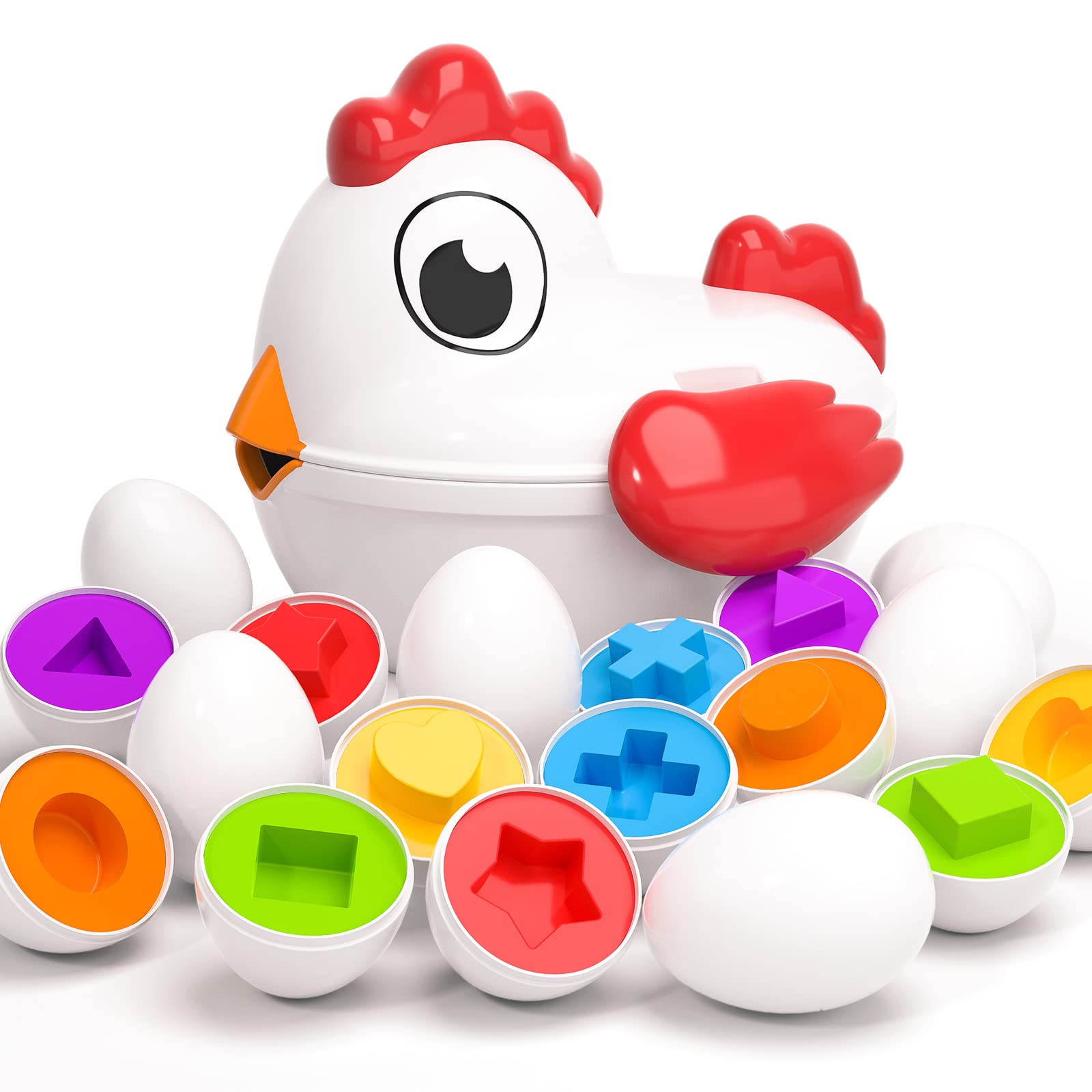 Pollo Clasificador Temi Para Niños Pequeños Con 6 Huevos De Juguete Para Niños Mayores De 3 Años - Venta Internaciona