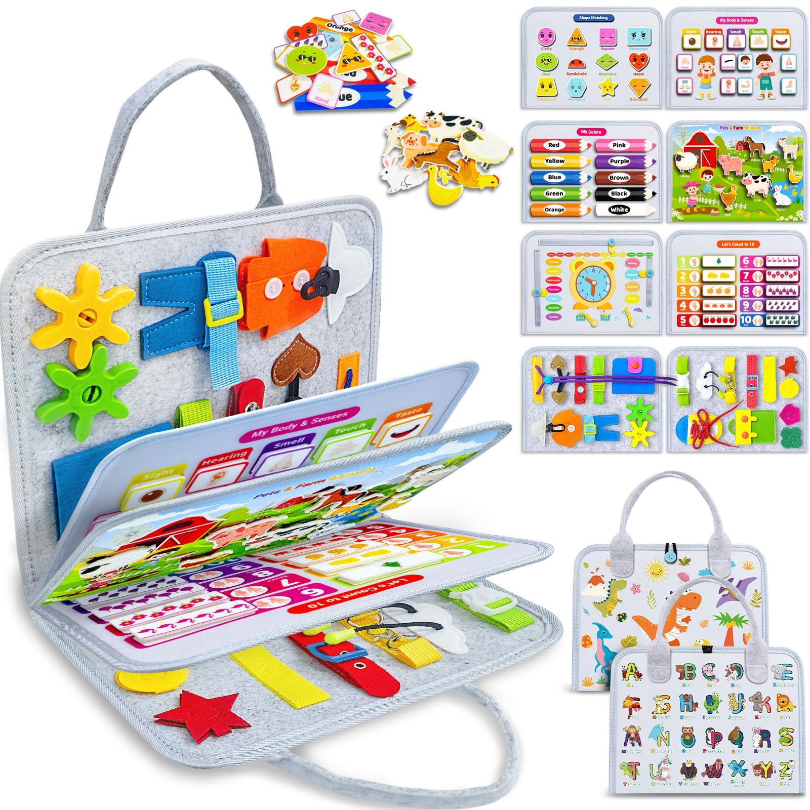 Juguete Montessori Exorany De Busy Board Para 1 A 4 Años Con 8 Páginas - Venta Internacional.