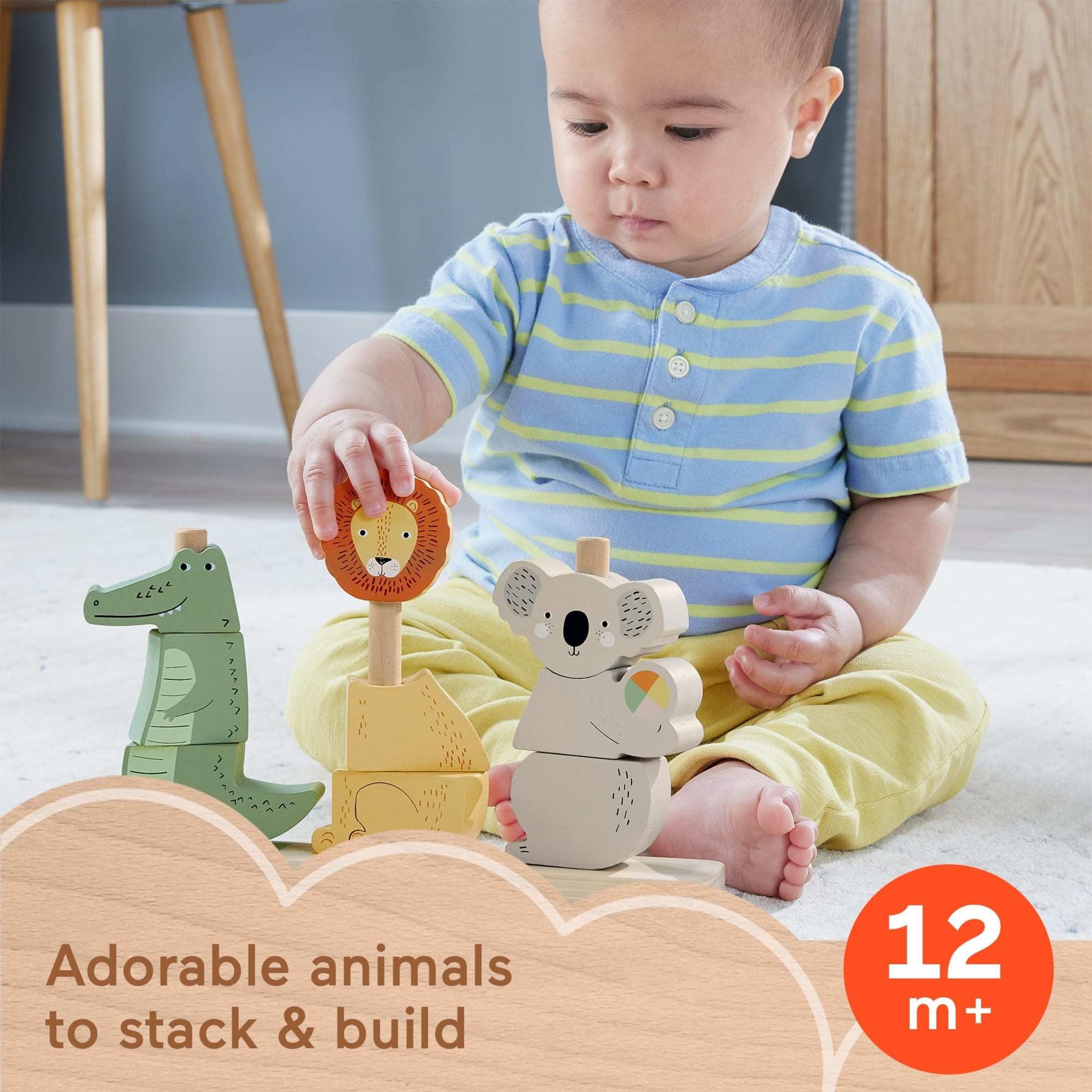Foto 3 pulgar | Juguete Fisher-price Wood Baby Stack & Sort Animals, 10 Unidades - Venta Internacional.