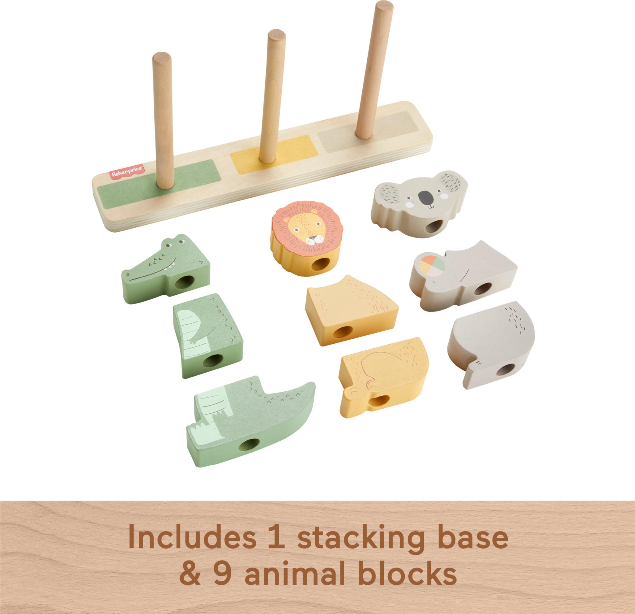 Foto 6 pulgar | Juguete Fisher-price Wood Baby Stack & Sort Animals, 10 Unidades - Venta Internacional.