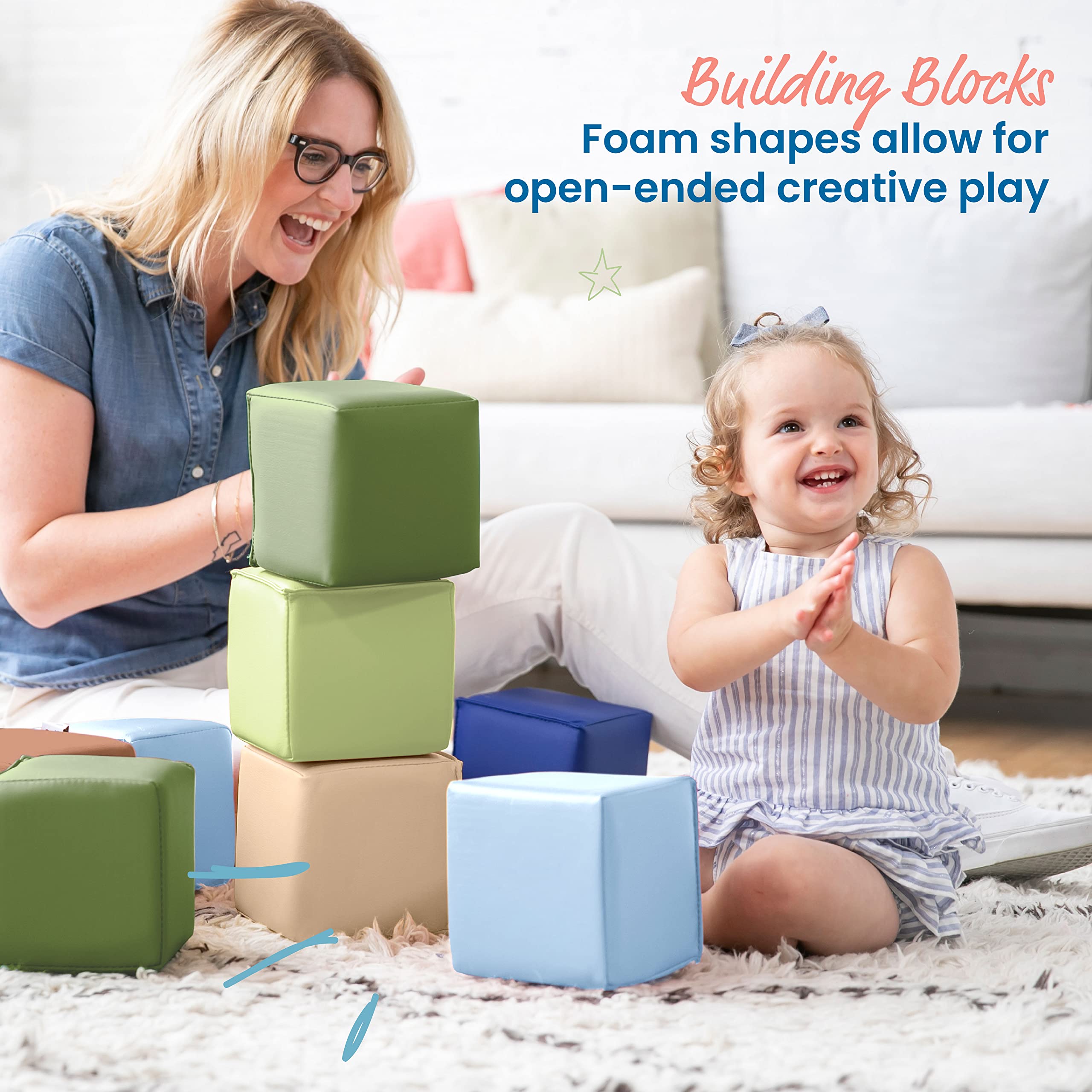 Foto 3 | Building Blocks Ecr4kids Softzone Patchwork Para Niños Pequeños, 12 Piezas - Venta Internacional.