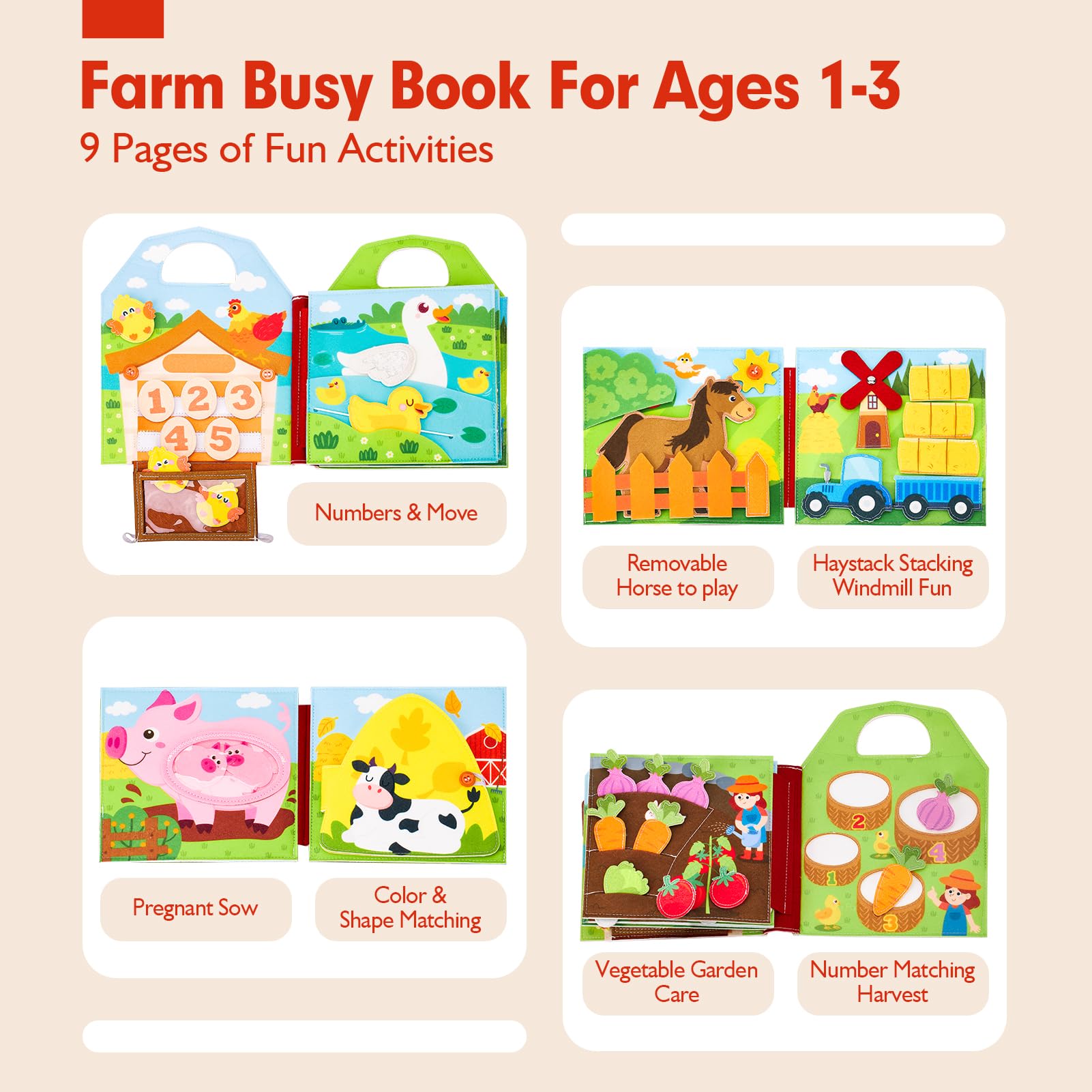 Foto 3 pulgar | Animales De Granja De Busy Board Hahaland Para Niños Pequeños De 1 A 3 Años - Venta Internacional.