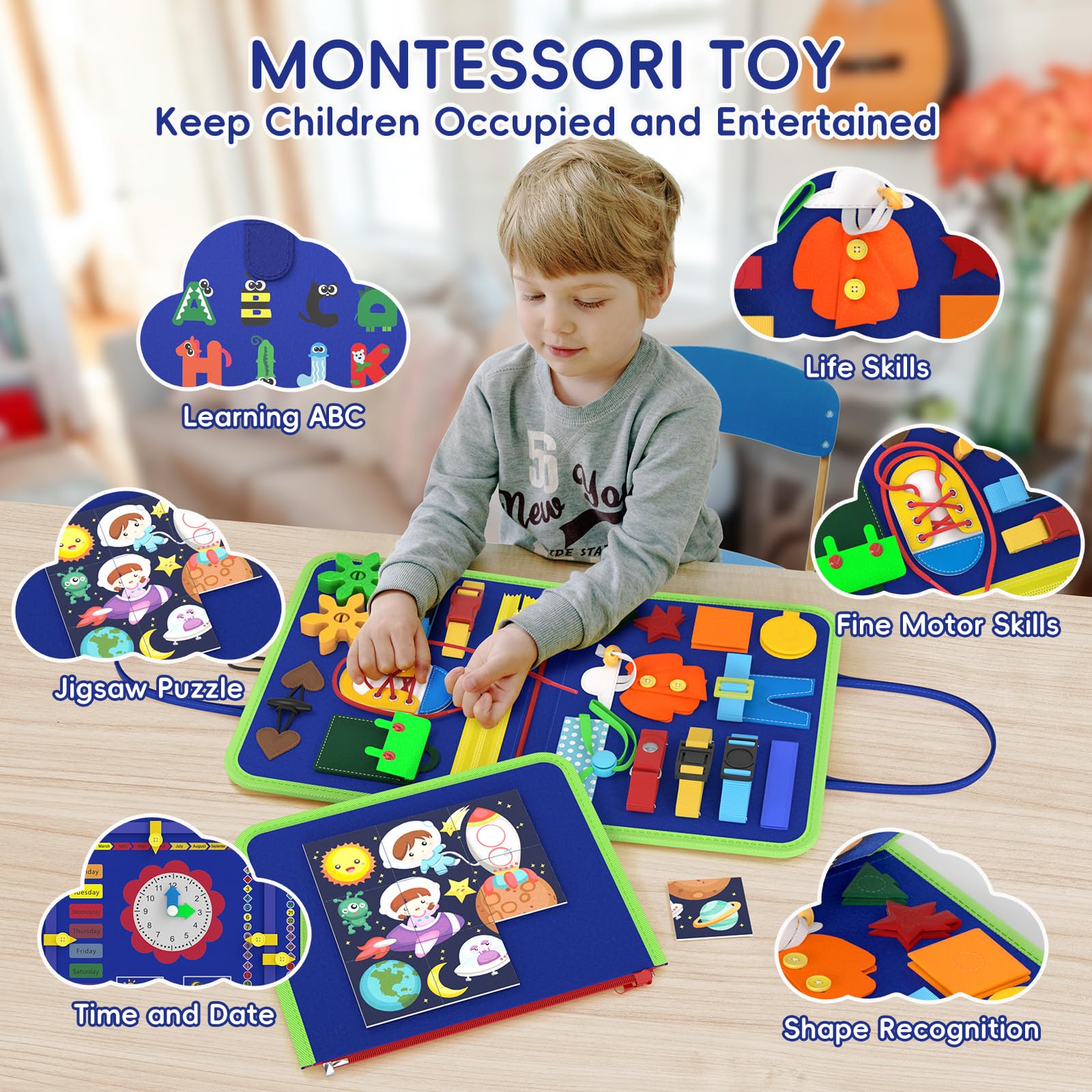 Foto 5 pulgar | Juguete Sensorial De Viaje Para Niños Pequeños Busy Board Freebear, Dinosaurio - Venta Internacional.