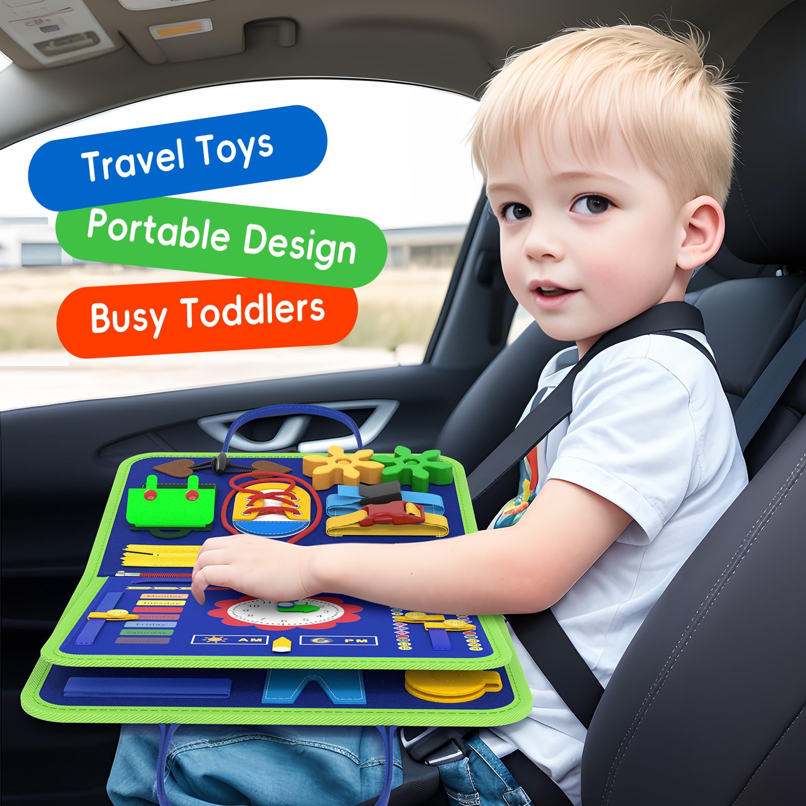 Foto 5 | Juguete Sensorial De Viaje Para Niños Pequeños Busy Board Freebear, Dinosaurio - Venta Internacional.