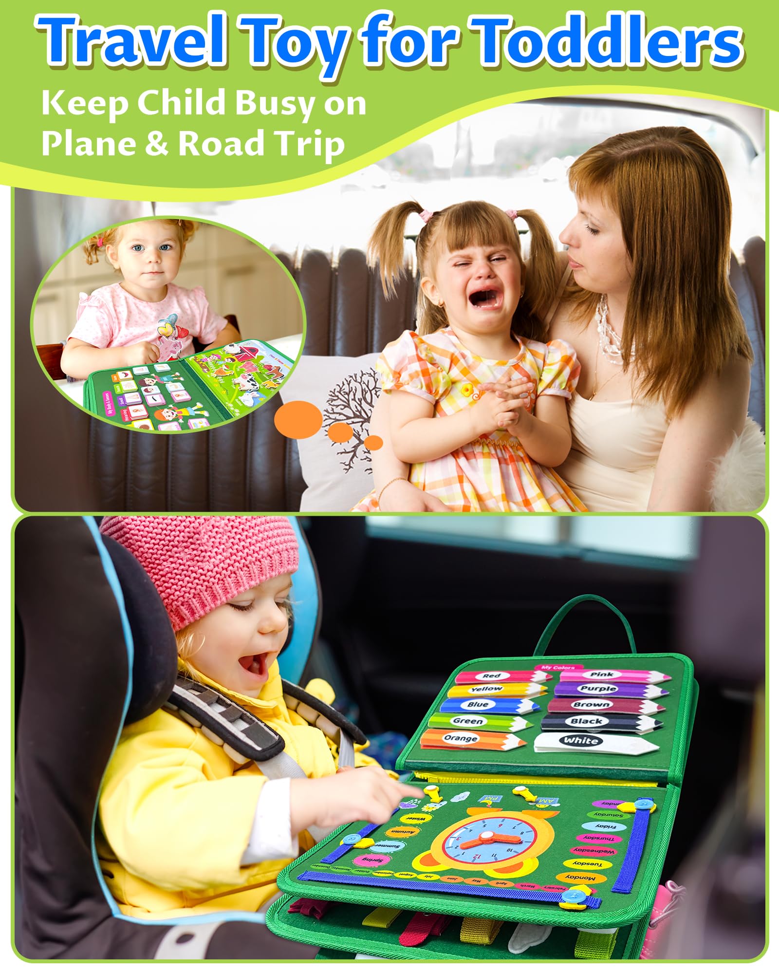 Foto 3 pulgar | Juguete Montessori Exorany De Busy Board Para 1 A 4 Años Con 8 Páginas - Venta Internacional.