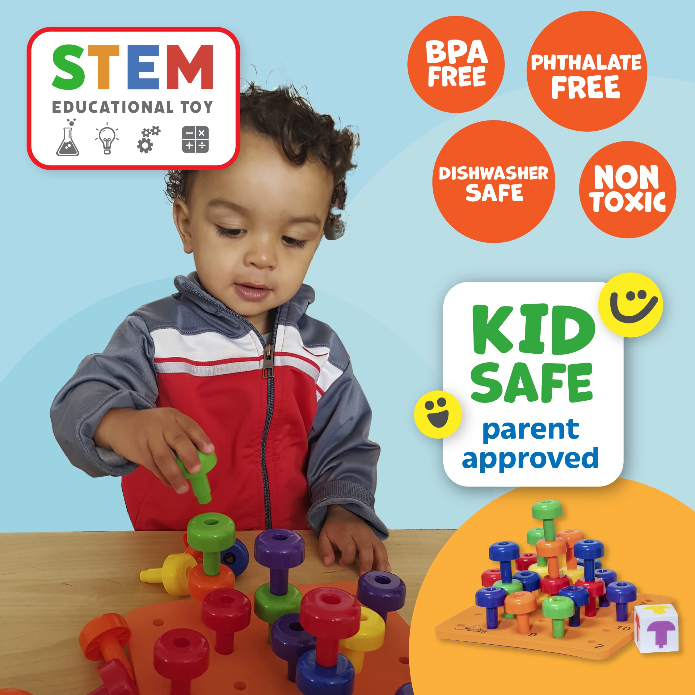 Foto 5 pulgar | Juego Sensorial Pegboard Skoolzy Montessori de 33 Piezas - Venta Internacional