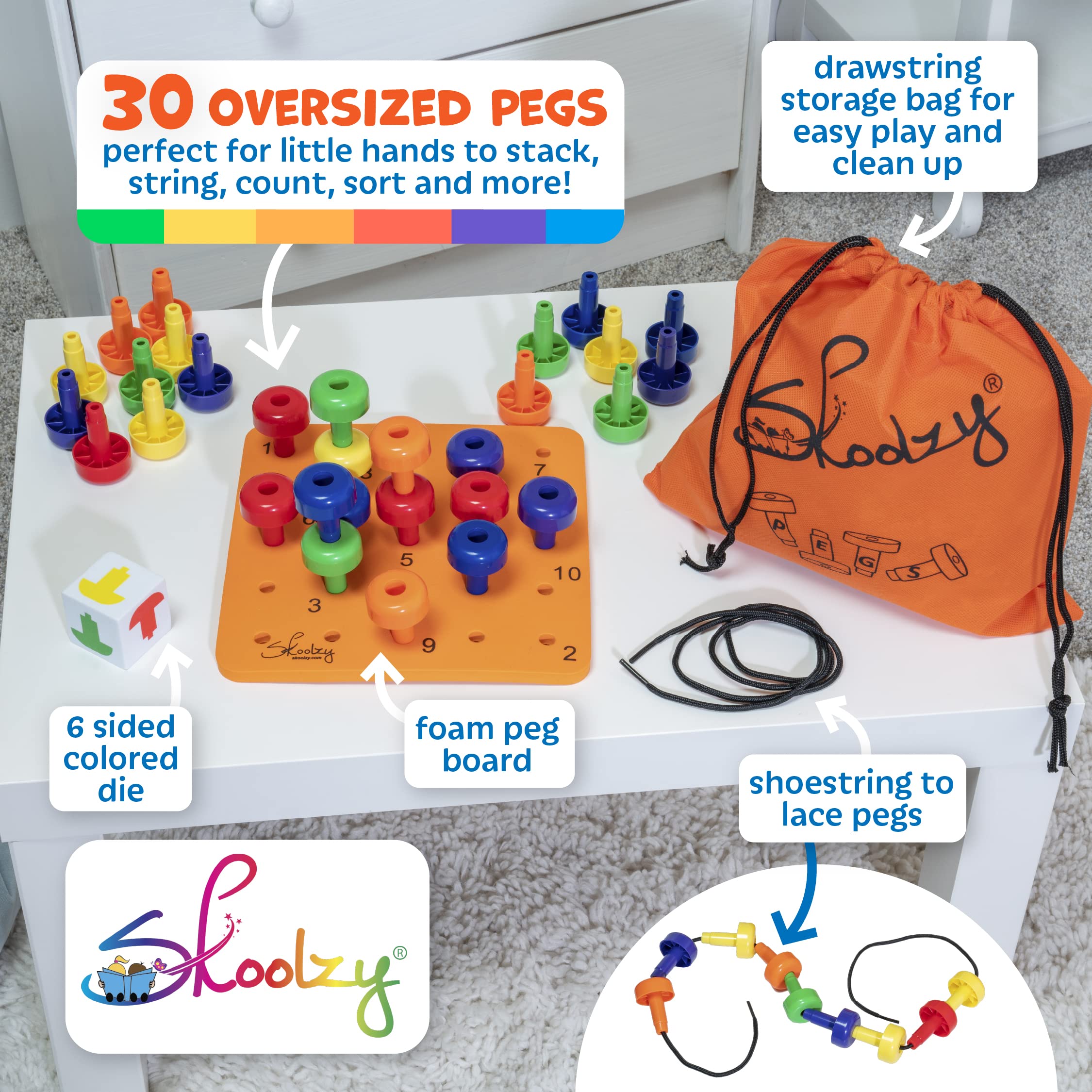 Foto 6 pulgar | Juego Sensorial Pegboard Skoolzy Montessori de 33 Piezas - Venta Internacional