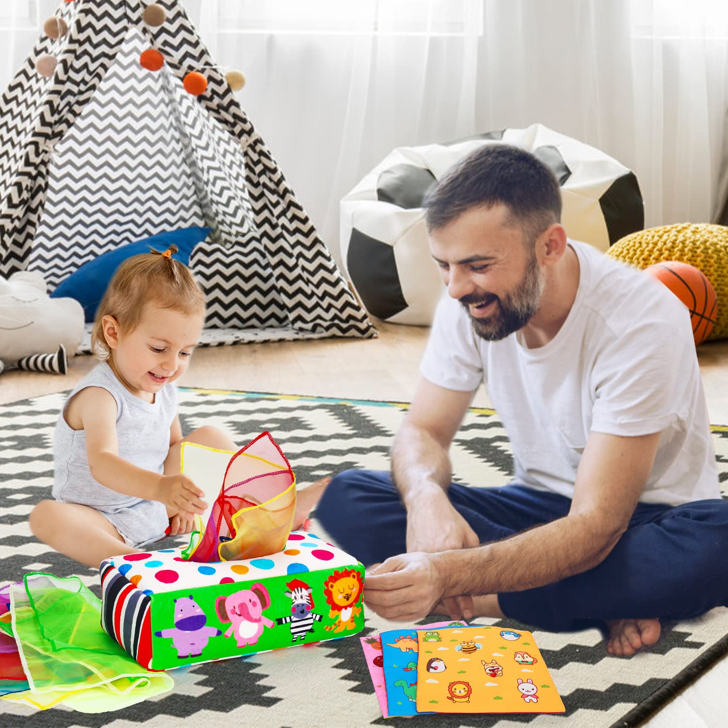 Foto 6 pulgar | Caja de Pañuelos de Juguete Thremhoo Montessori para Bebés de 6 a 12 Meses - Venta Internacional
