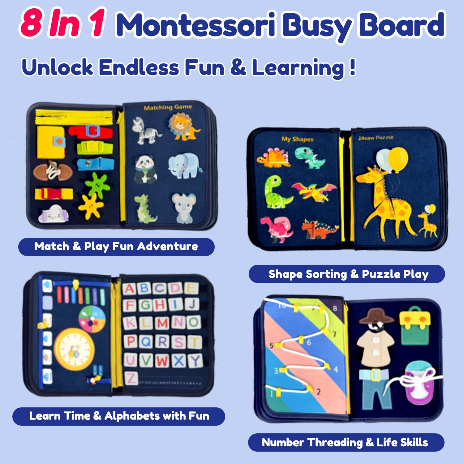 Foto 4 pulgar | Busy Board Book Qizfun Dinosaur Montessori- Venta Internacional