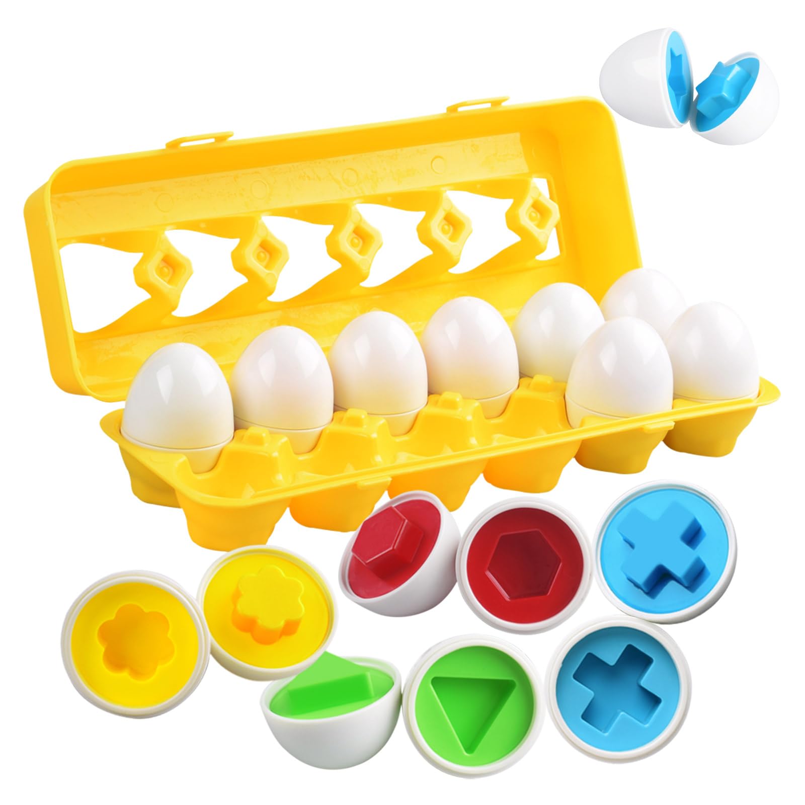 Juguetes de Aprendizaje Reconocimiento de Colores y Formas 12 Huevos - Venta Internacional