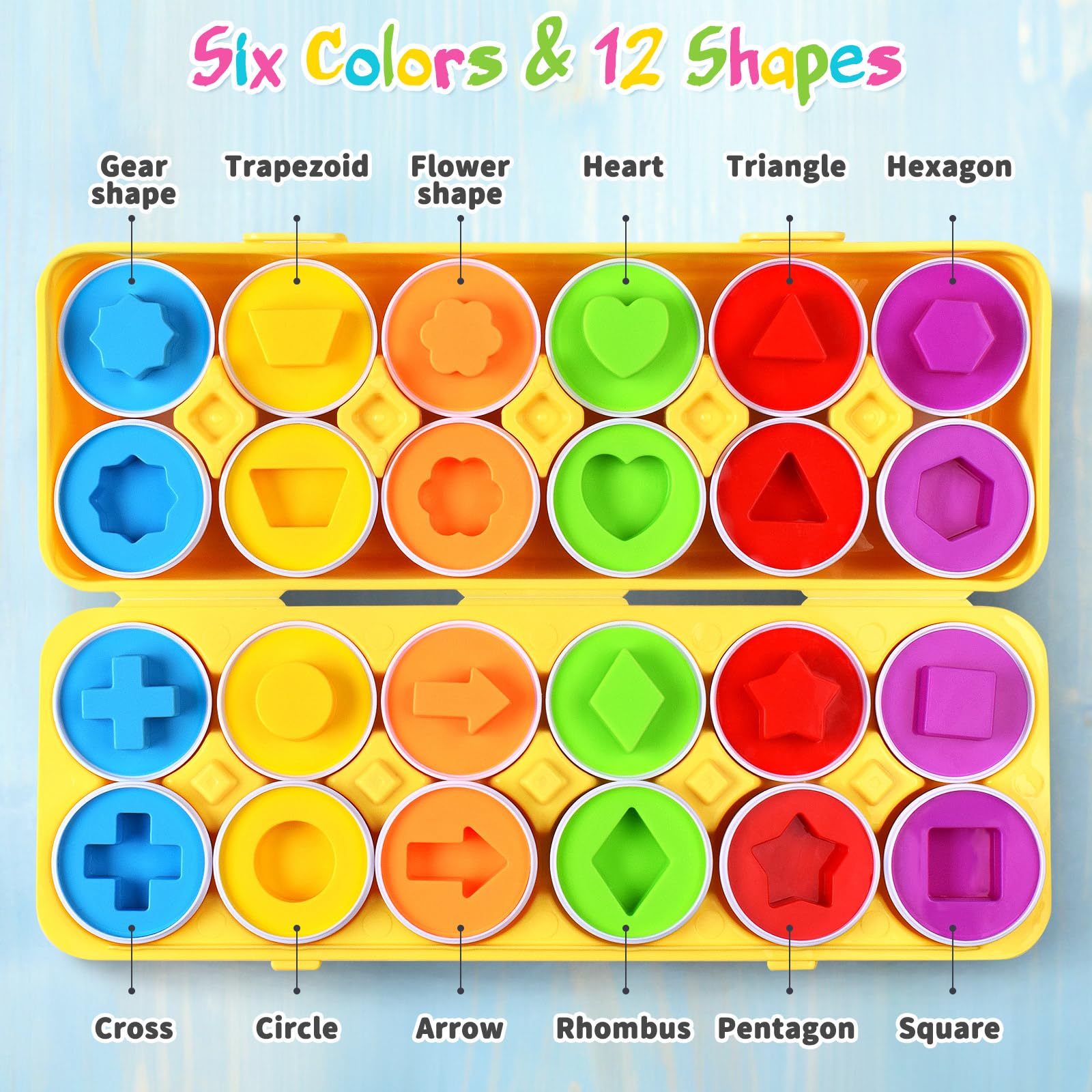 Foto 3 pulgar | Juguetes de Aprendizaje Reconocimiento de Colores y Formas 12 Huevos - Venta Internacional