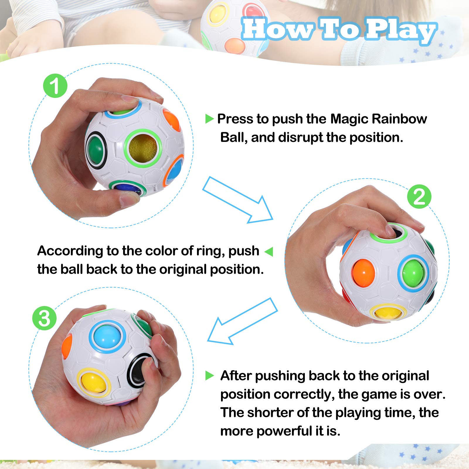 Foto 5 pulgar | Pelota Puzzle Fidget Ball Skylety Glow Rainbow 4 Piezas - Venta Internacional