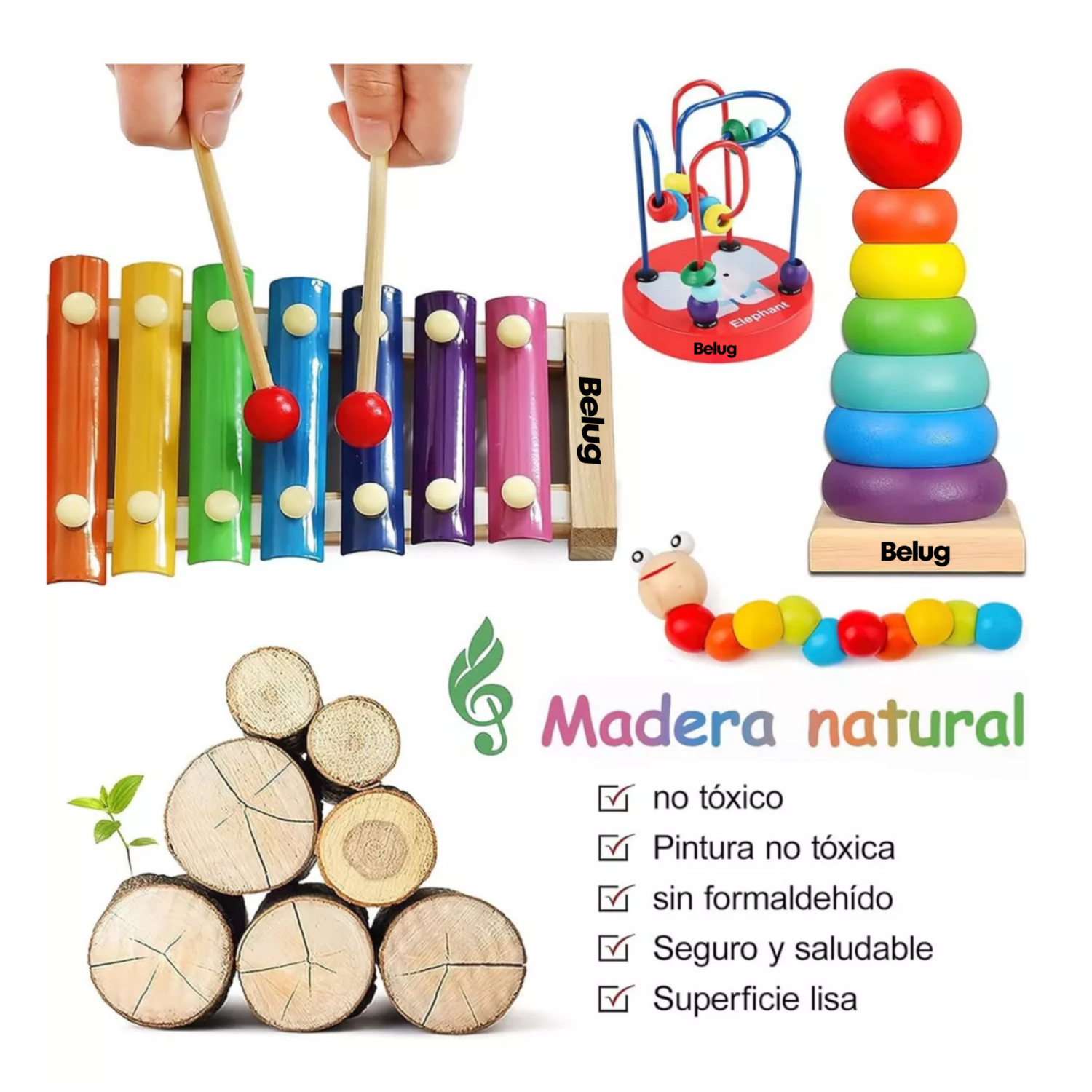 Foto 6 pulgar | Paquete Didáctico Infantil Estimulación Temprana Belug 5 Piezas