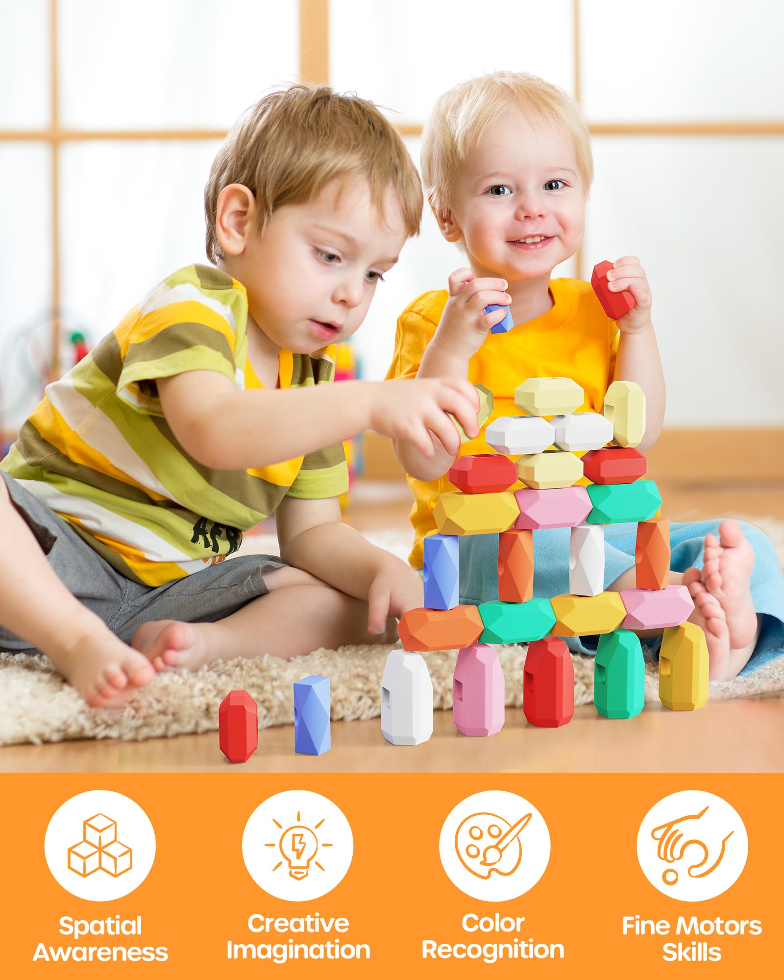 Foto 3 pulgar | Stacking Rocks Stones D-fantix Silicone 39 Unidades Para Niños De 3 A 6 Años - Venta Internacional.
