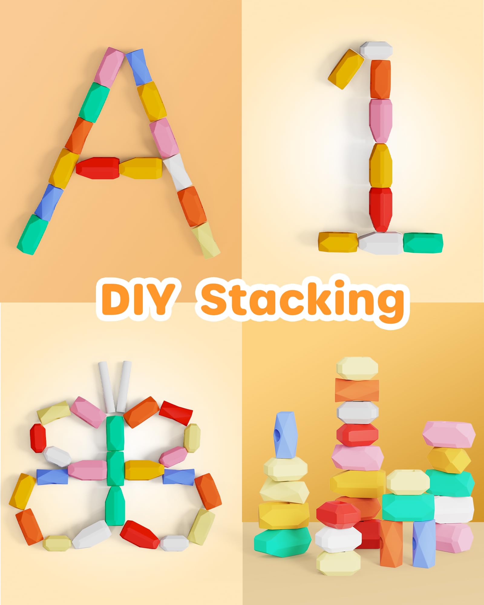 Foto 4 pulgar | Stacking Rocks Stones D-fantix Silicone 39 Unidades Para Niños De 3 A 6 Años - Venta Internacional.