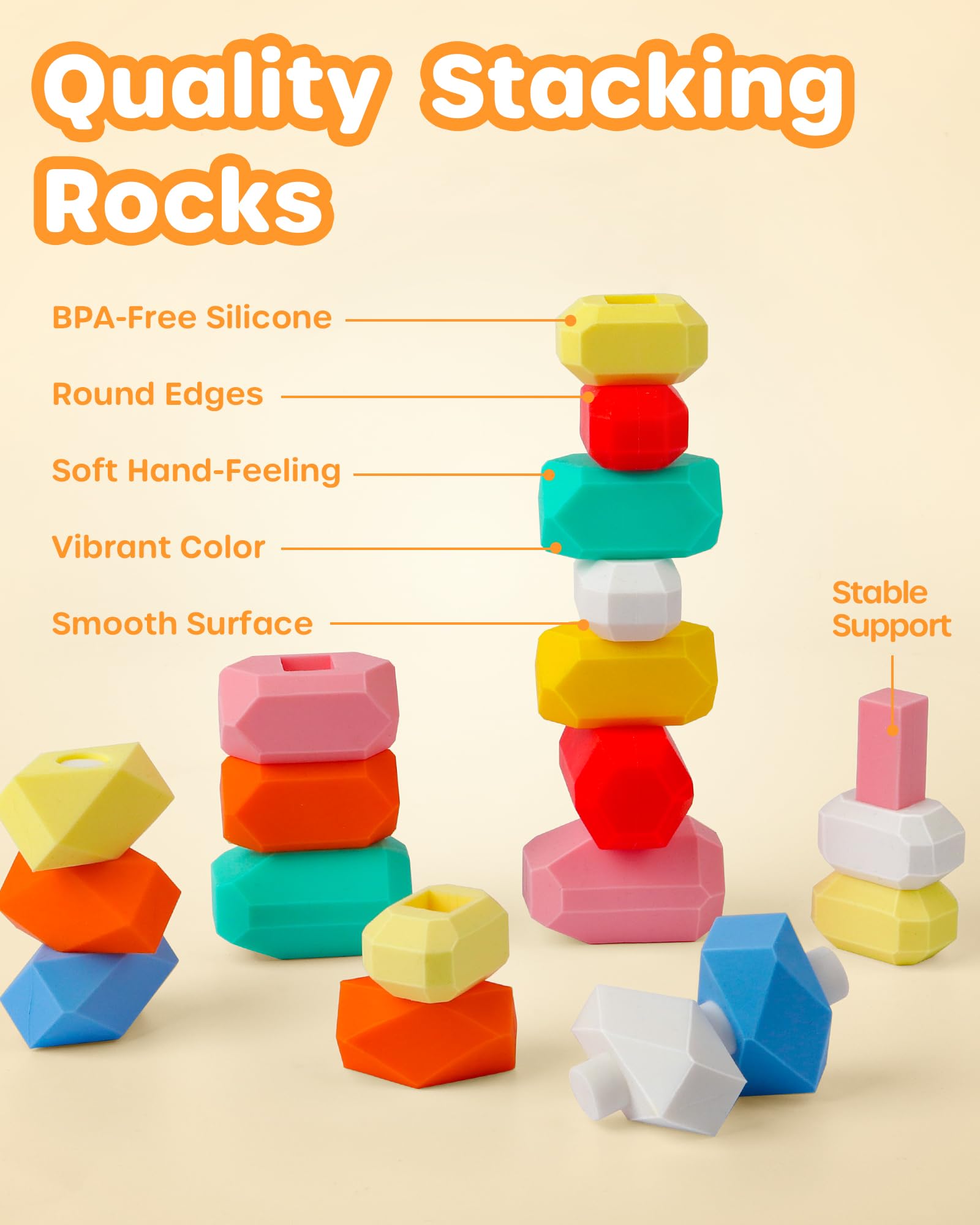 Foto 5 pulgar | Stacking Rocks Stones D-fantix Silicone 39 Unidades Para Niños De 3 A 6 Años - Venta Internacional.