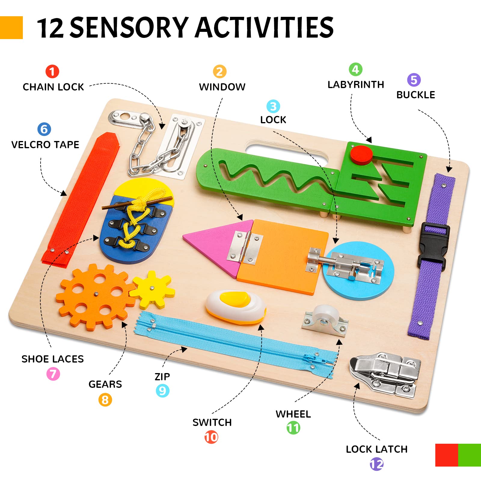 Foto 4 pulgar | Juguete Sensorial De Madera Montessori Busy Board Aberlls Para 1 A 3 Años - Venta Internacional.