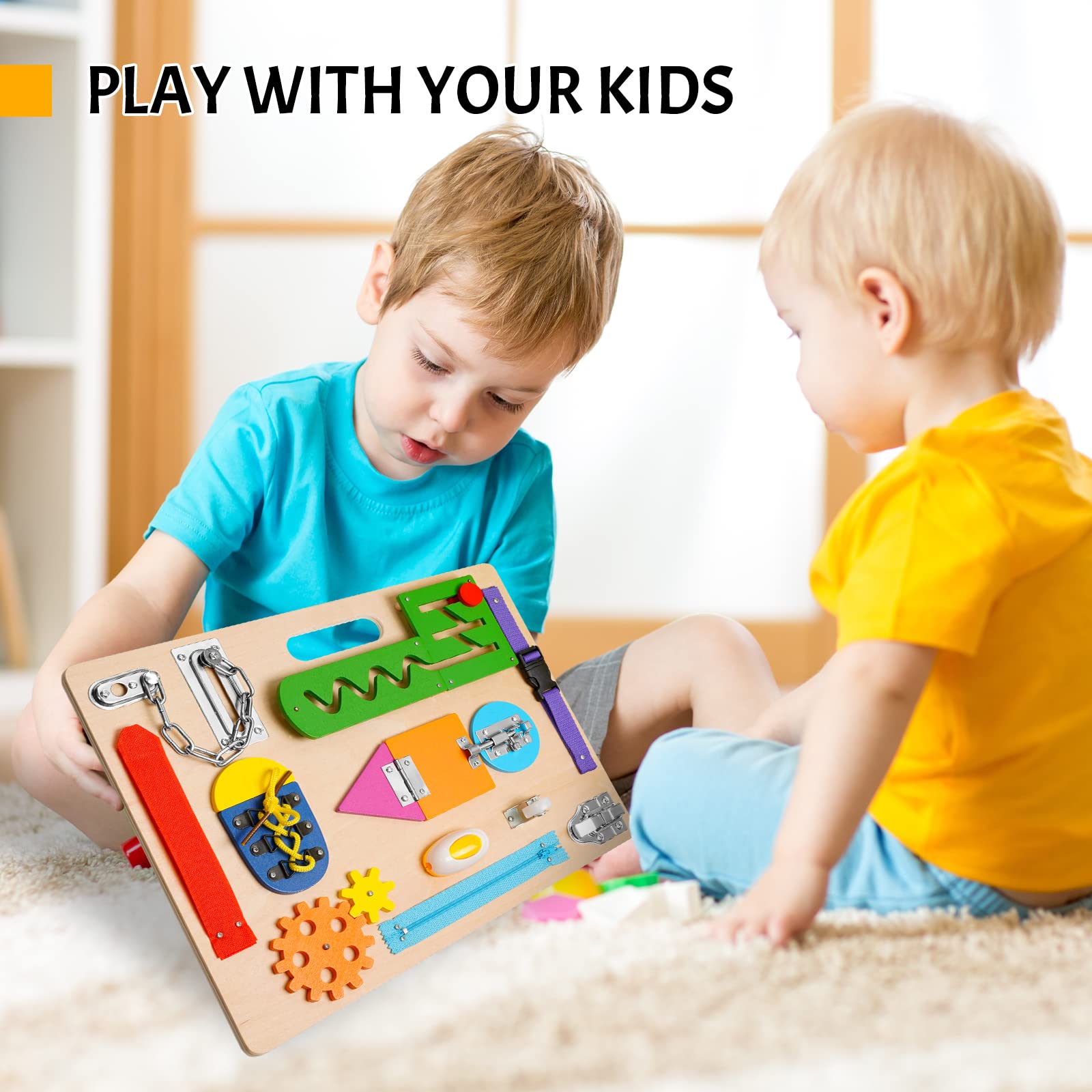 Foto 4 | Juguete Sensorial De Madera Montessori Busy Board Aberlls Para 1 A 3 Años - Venta Internacional.