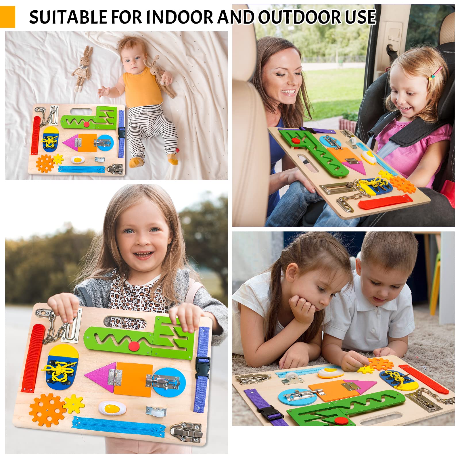 Foto 7 | Juguete Sensorial De Madera Montessori Busy Board Aberlls Para 1 A 3 Años - Venta Internacional.
