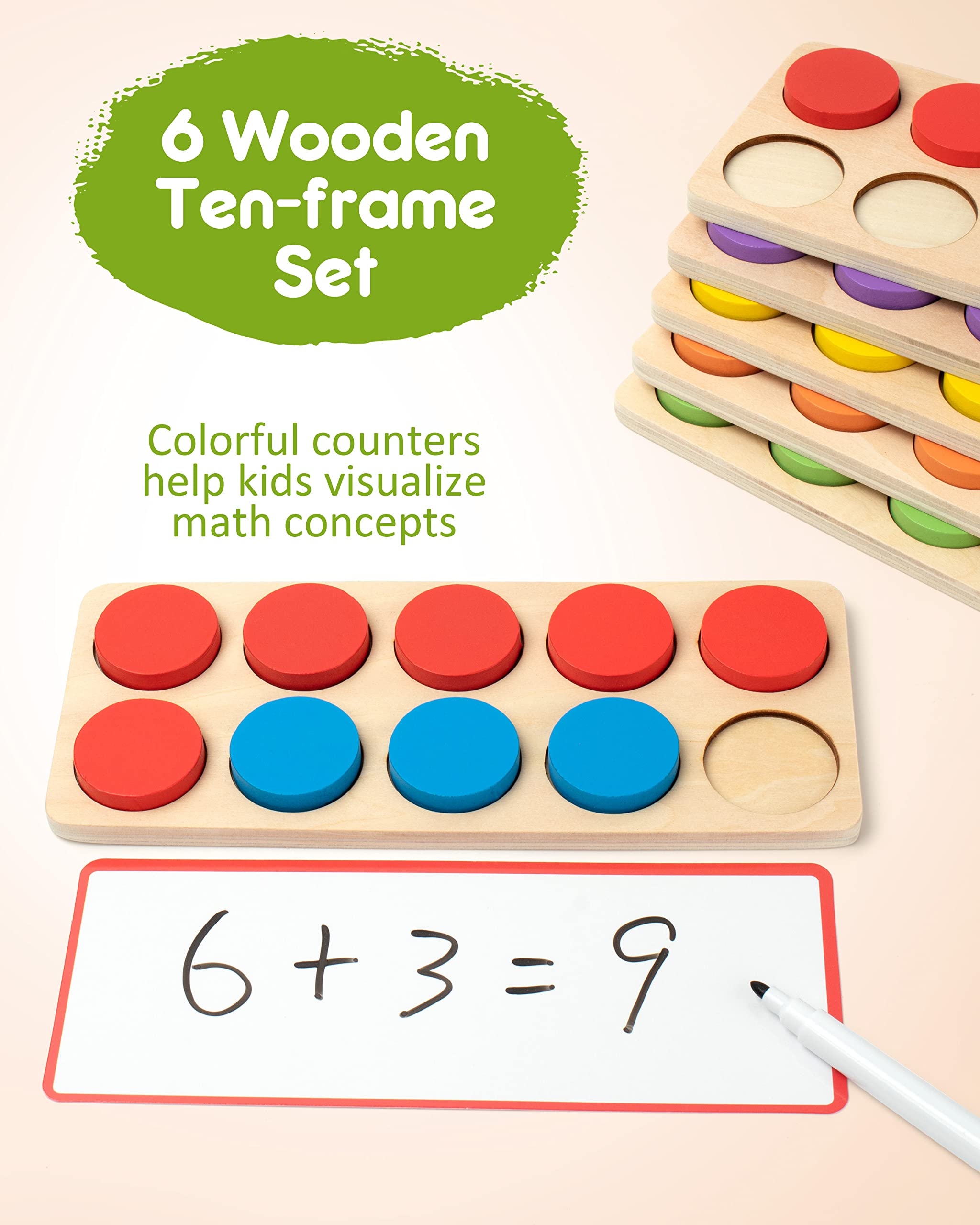 Foto 3 pulgar | Juego De 10 Marcos De Madera Synarry De Math Manipulatives Para Niños De 3 A 8 Años - Venta Internacional.