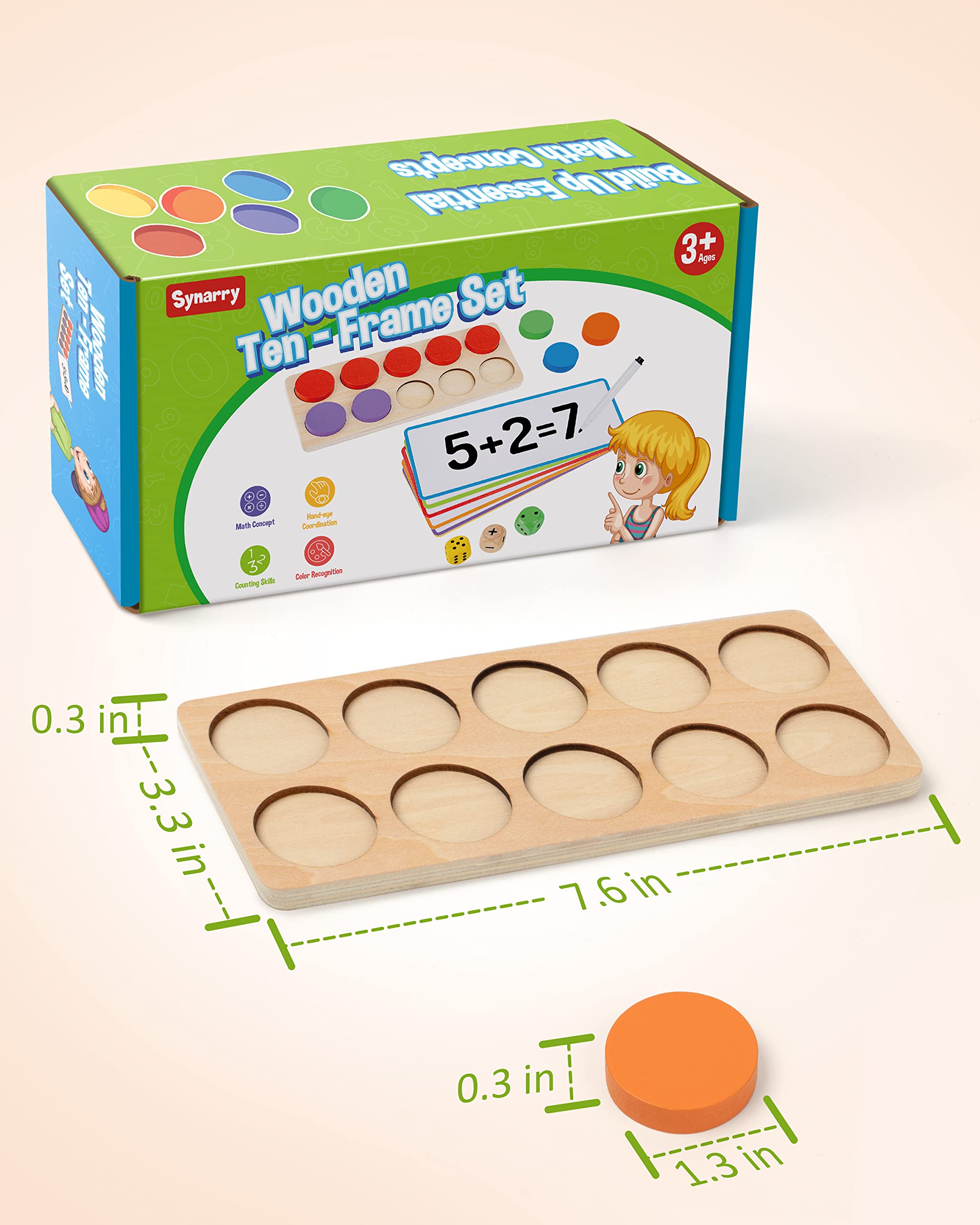 Foto 7 pulgar | Juego De 10 Marcos De Madera Synarry De Math Manipulatives Para Niños De 3 A 8 Años - Venta Internacional.