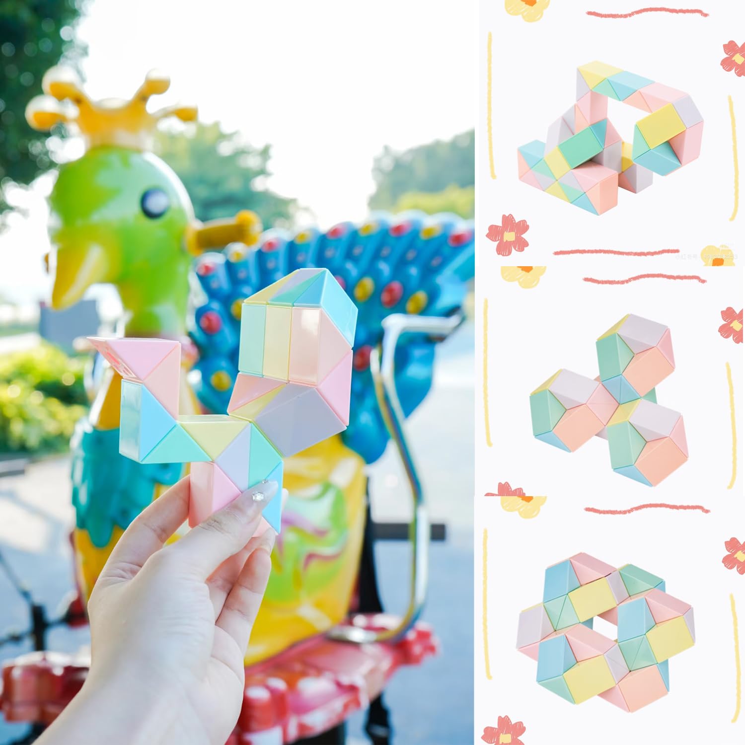 Foto 5 pulgar | Juguete De Rompecabezas Magic Snake Cube Twist Ynotus, 36 Segmentos, Pastel - Venta Internacional.