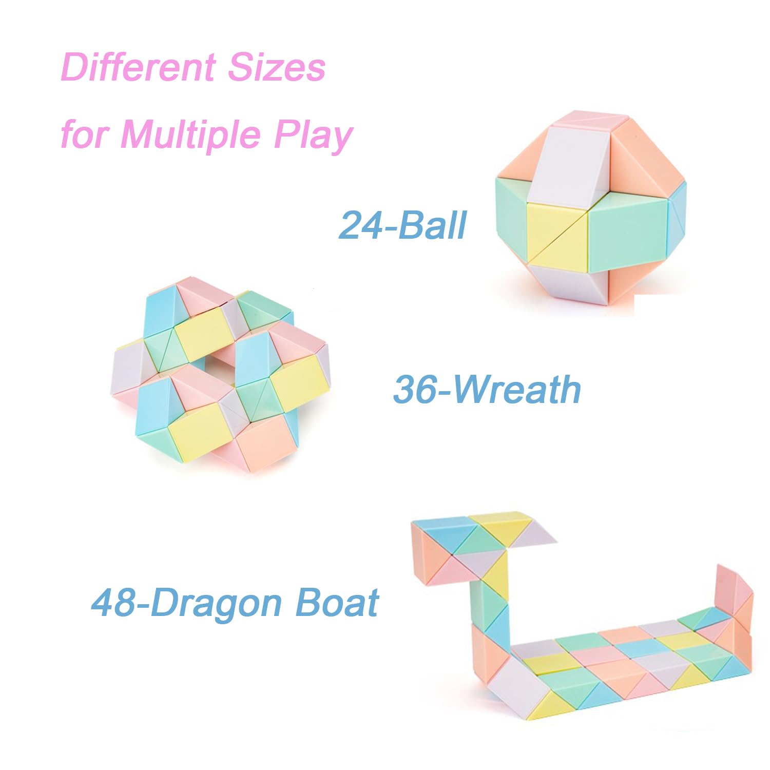 Foto 6 pulgar | Juguete De Rompecabezas Magic Snake Cube Twist Ynotus, 36 Segmentos, Pastel - Venta Internacional.