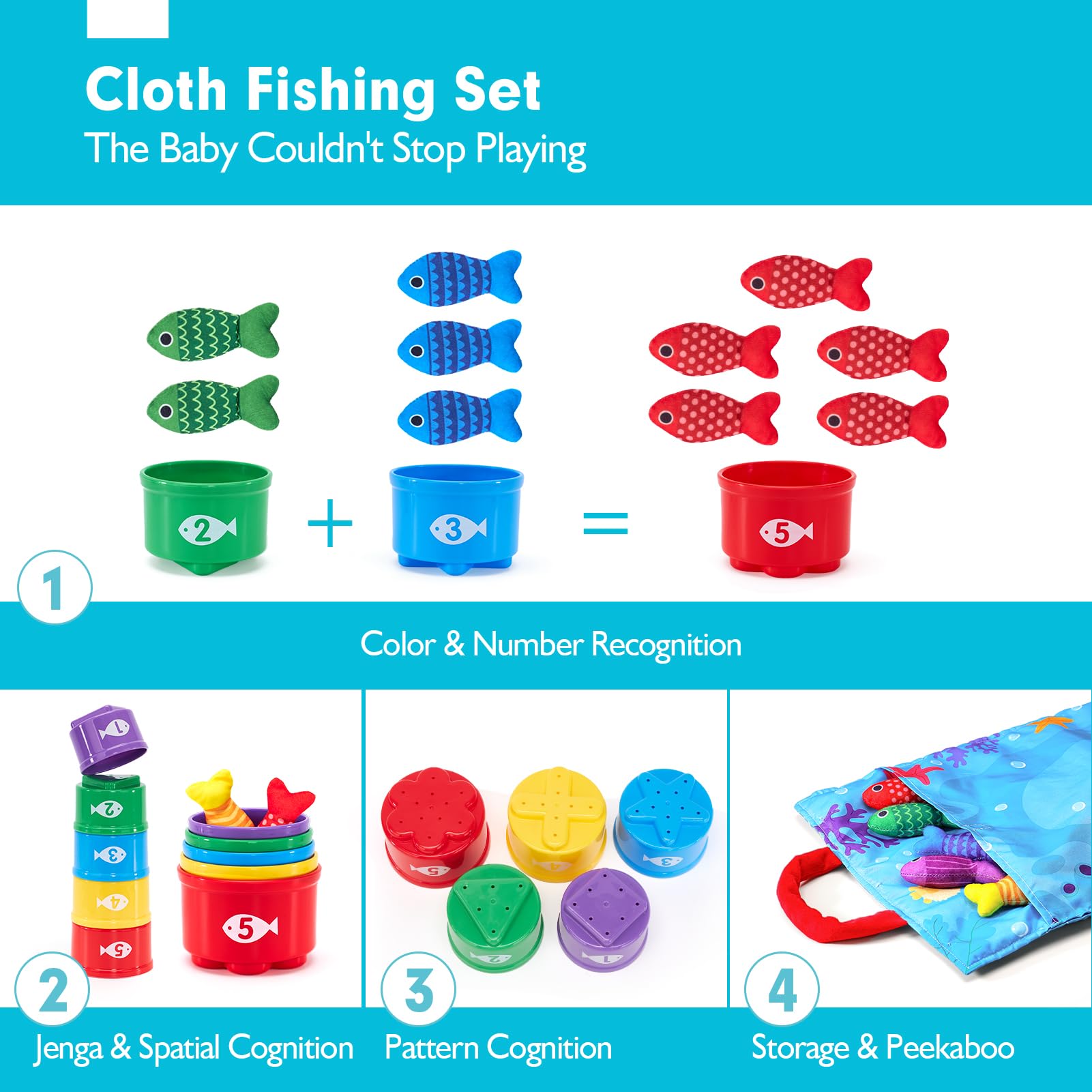 Foto 5 pulgar | Juego De Pesca En Tela Hahaland Montessori Para Niños De 1 A 3 Años - Venta Internacional.