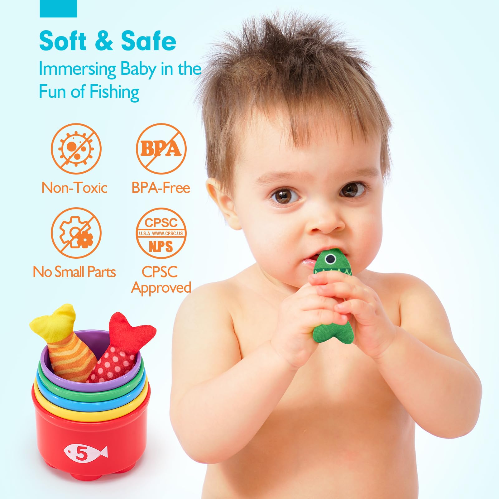 Foto 6 pulgar | Juego De Pesca En Tela Hahaland Montessori Para Niños De 1 A 3 Años - Venta Internacional.