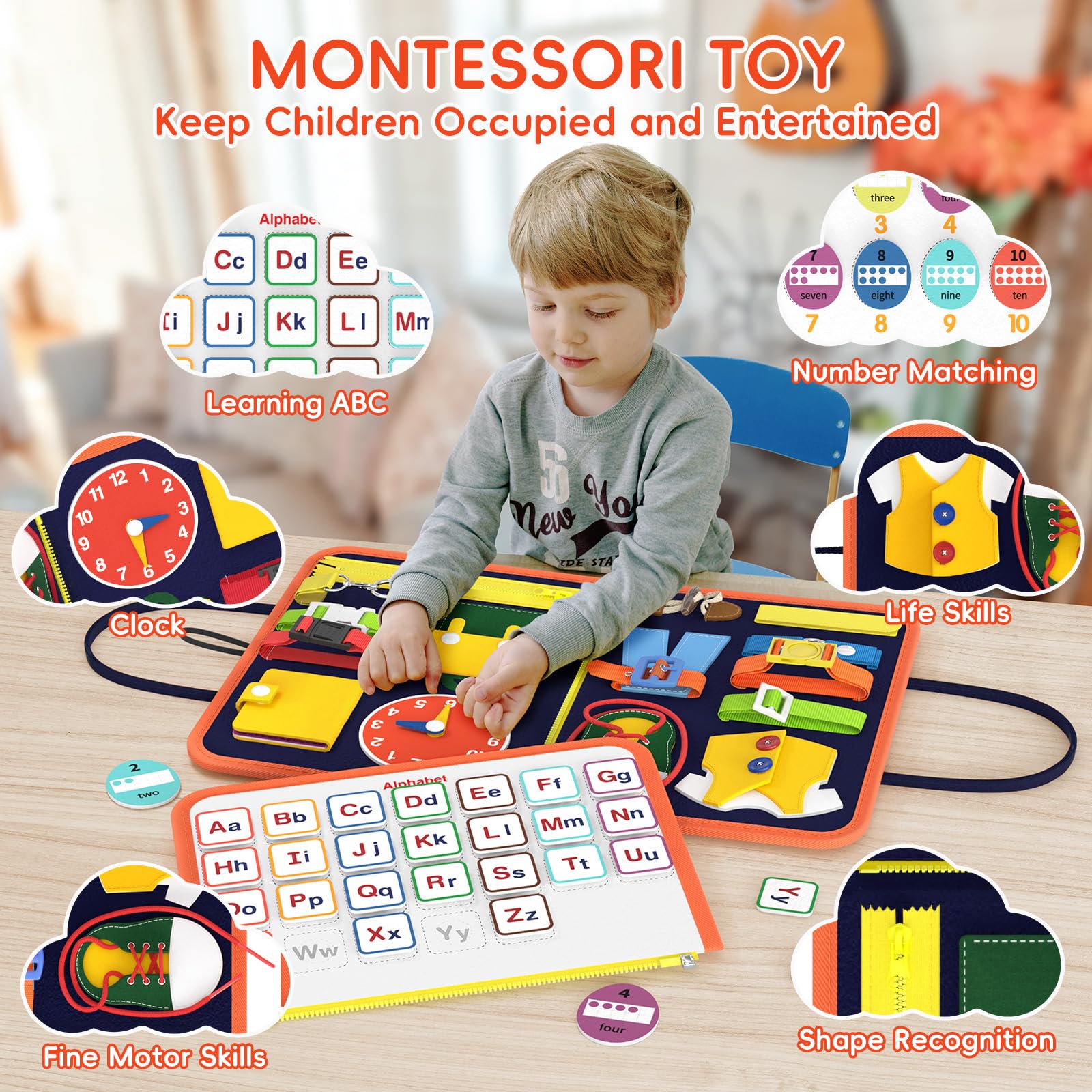 Foto 4 | Juguetes Sensoriales Busy Board Freebear Busy Board Para Niños Pequeños De 1 A 4 Años - Venta Internacional.