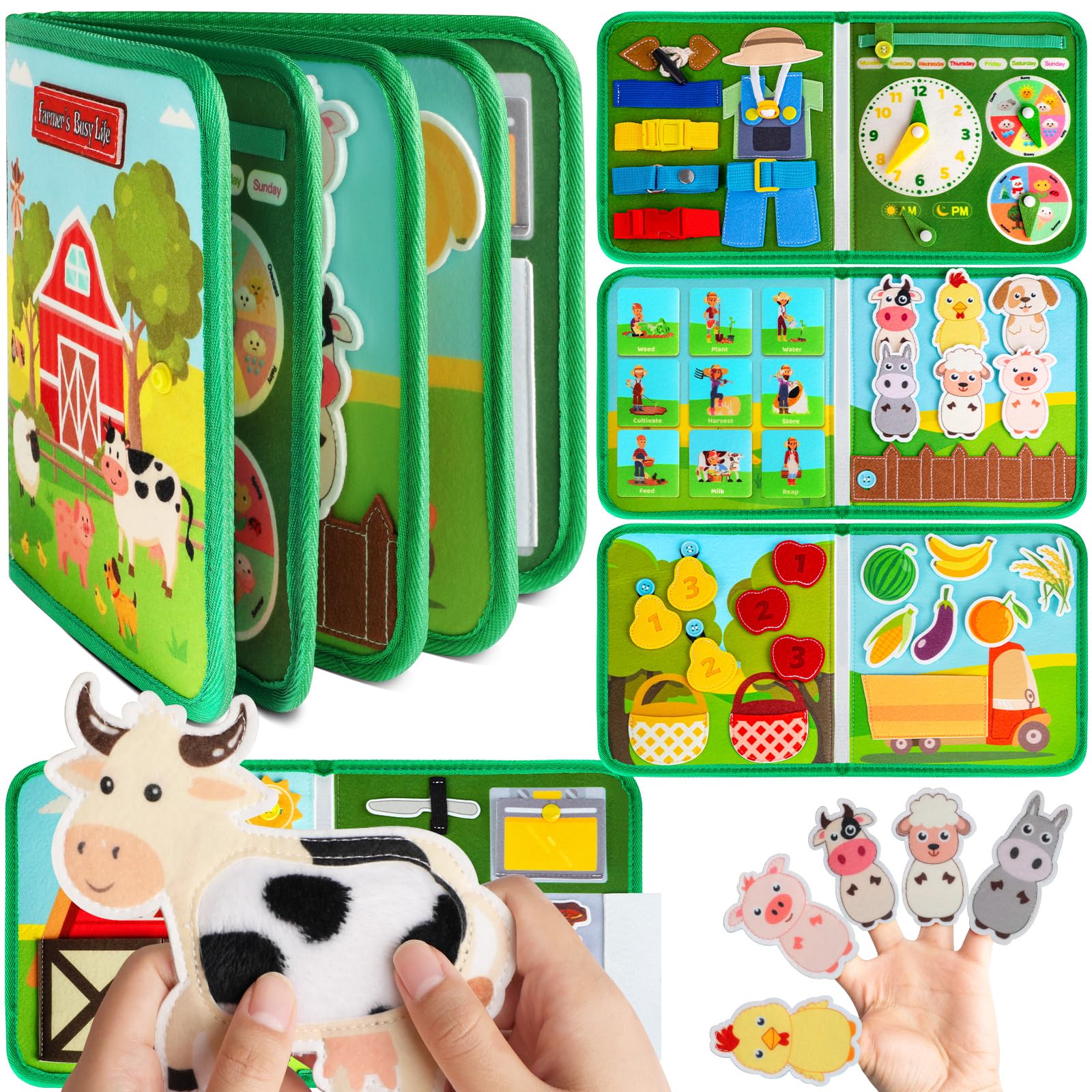 Foto 2 pulgar | Busy Board Quanquer, Tema De Granja Para Niños Pequeños, 18 Actividades De 1 A 4 Años - Venta Internacional.
