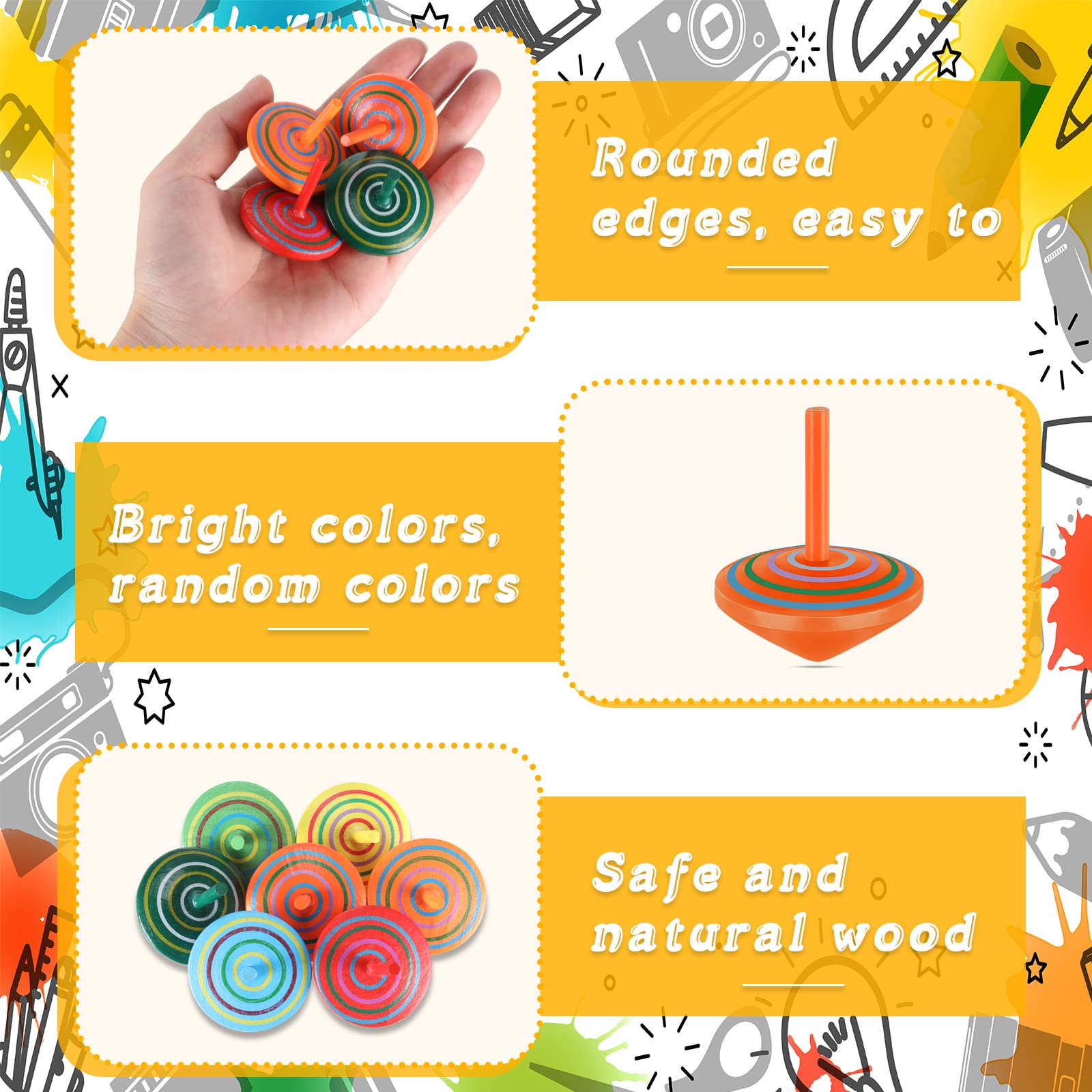 Foto 4 pulgar | Tops Giratorias De Madera Aoriher Para Niños, Juguete Educativo (24 Piezas) - Venta Internacional.