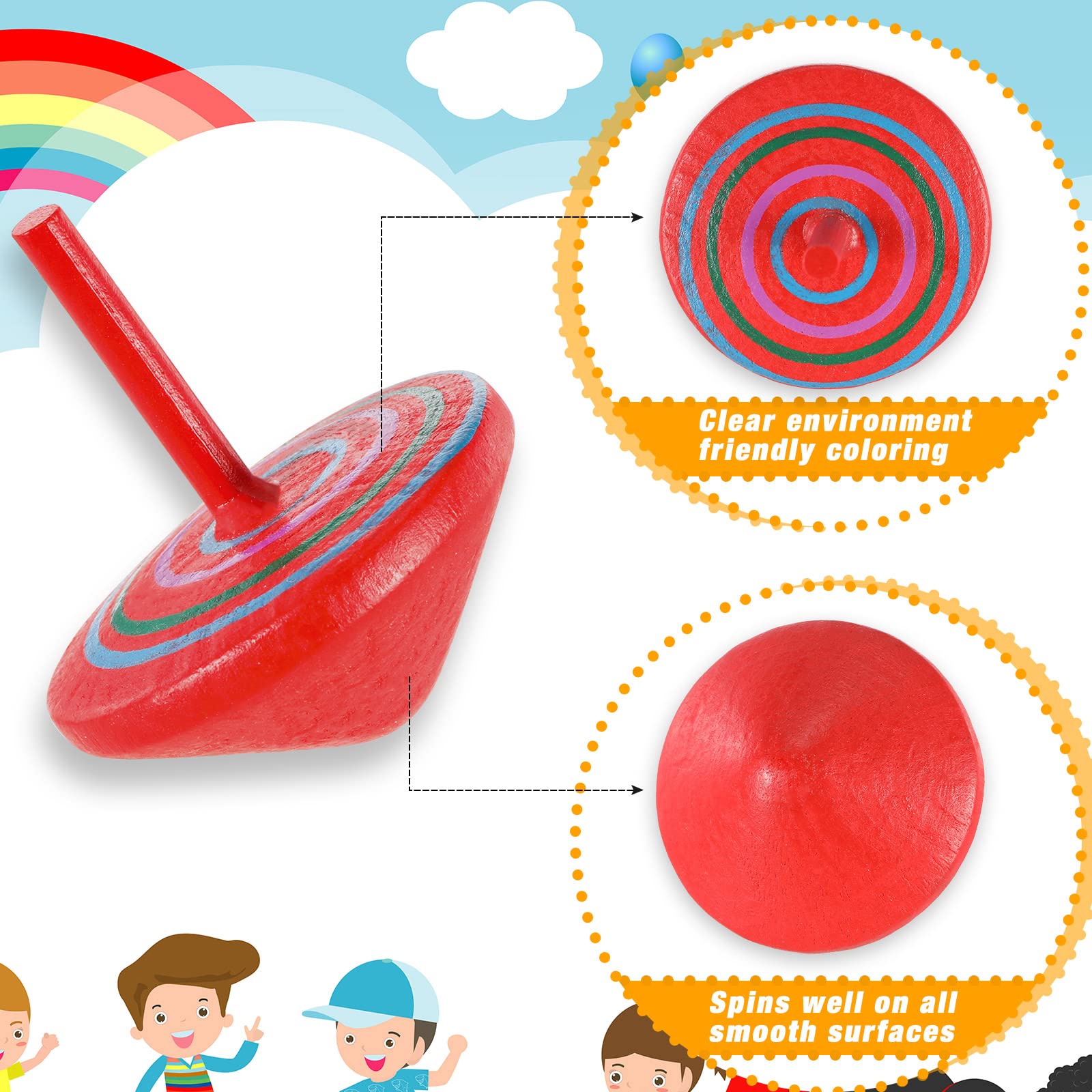 Foto 4 | Tops Giratorias De Madera Aoriher Para Niños, Juguete Educativo (24 Piezas) - Venta Internacional.