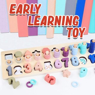 Foto 2 | Bloques Educativos De Madera Para Rompecabezas Con Formas Y Números Cozybomb - Venta Internacional.